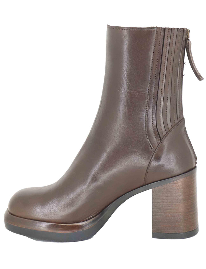 Stivaletti donna in pelle marrone con tacco alto e plateau SPTR2009 014 Spatarella 