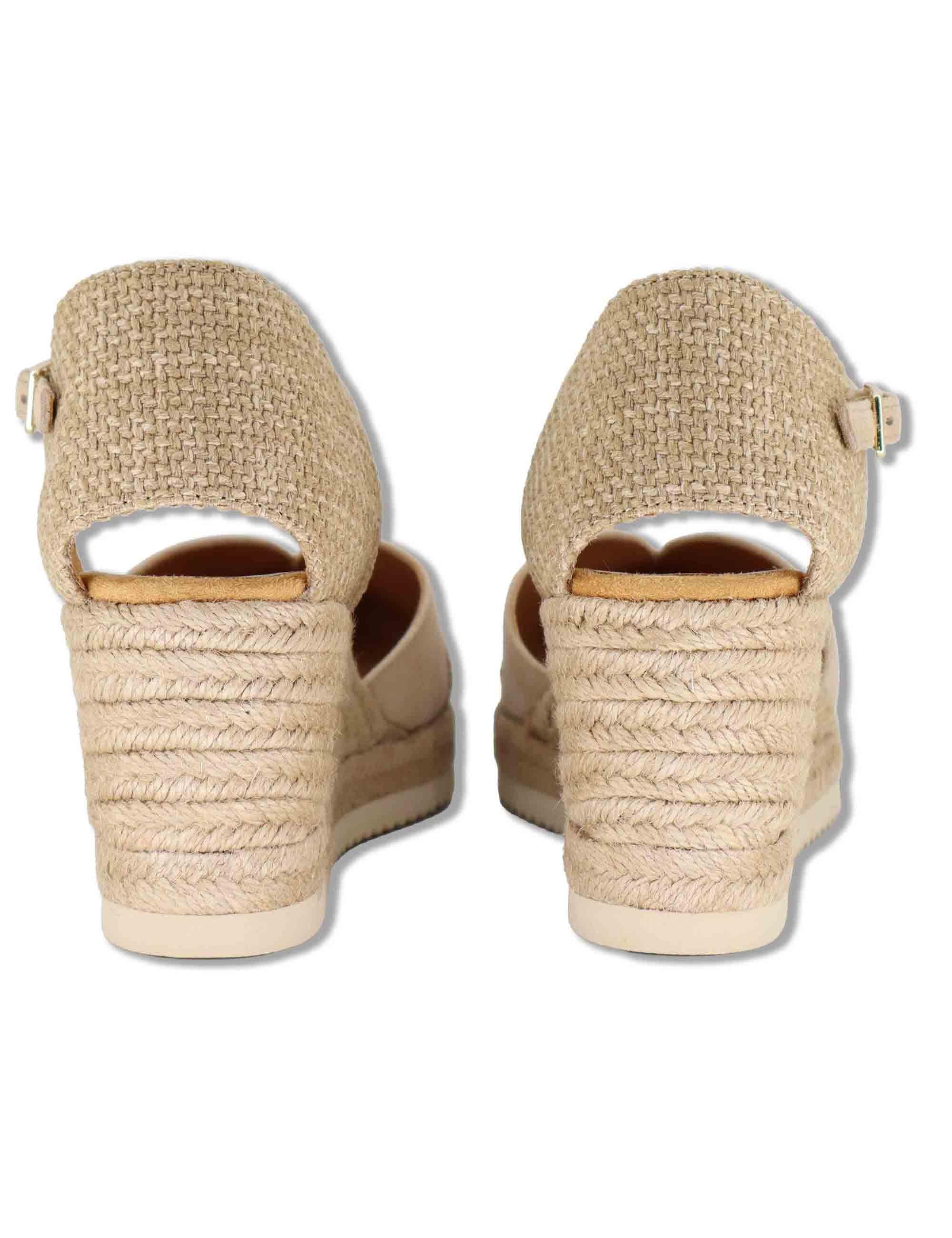 Sandali esparillas in camoscio nude con cinturino e zeppa alta in corda CECH ECL KS SKIN Unisa 