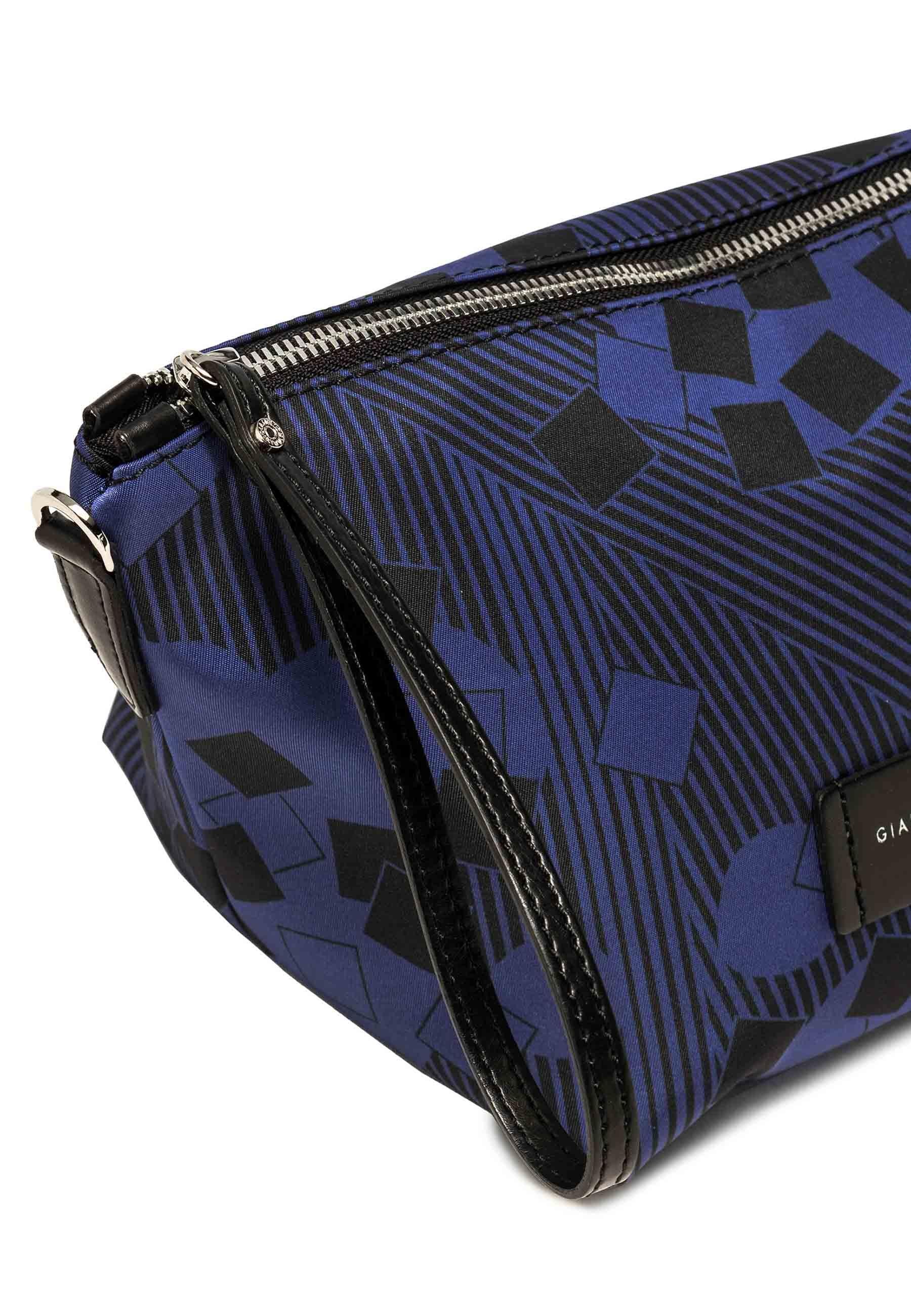 Pochette donna in tessuto fantasia blu con manico e tracolla in pelle SB9390 TOMCUBE Gianni Chiarini 