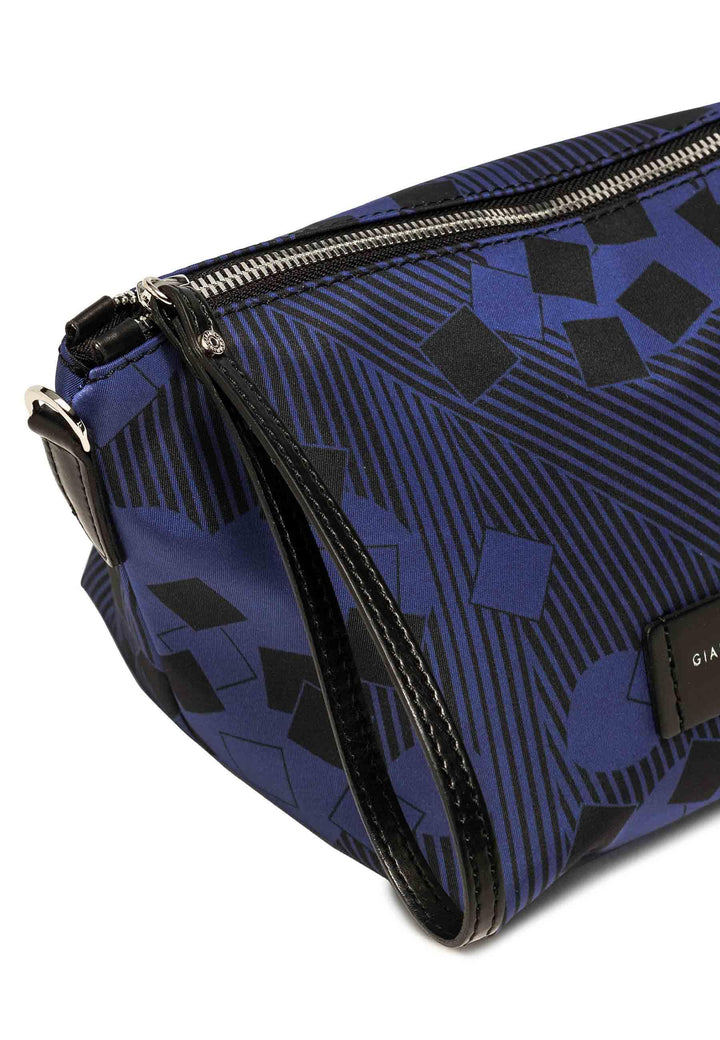 Pochette donna in tessuto fantasia blu con manico e tracolla in pelle SB9390 TOMCUBE Gianni Chiarini 