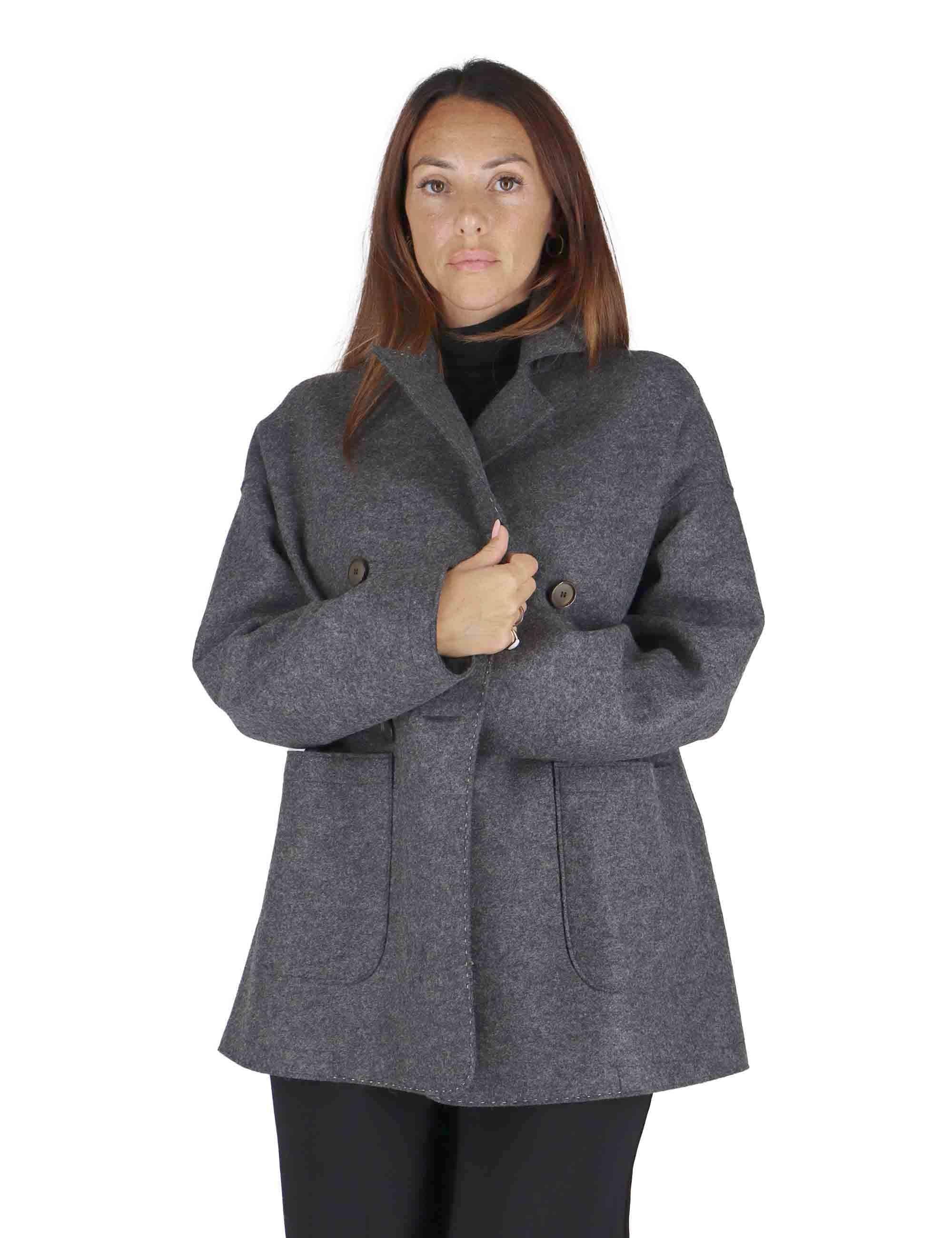 Cappotti Friedrich Donna Doppiopetto Lana Grigia 51260002 E036