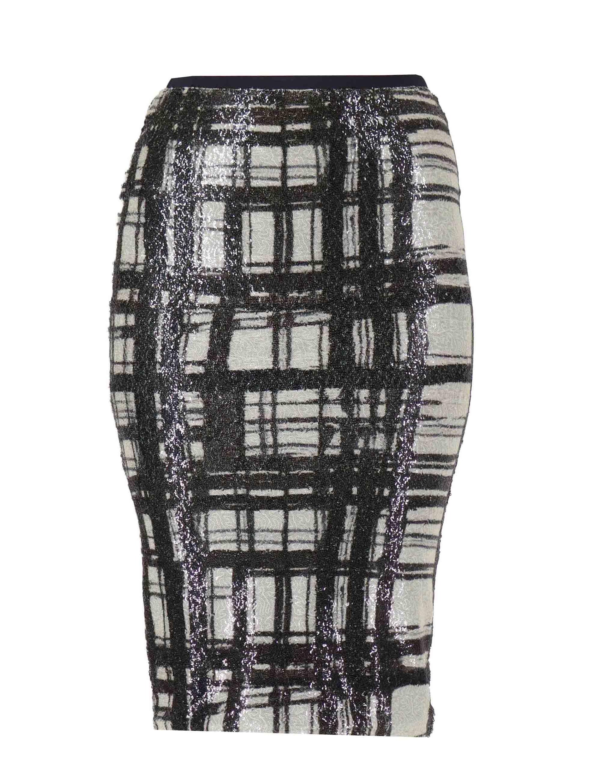 Gonne longuette donna effetto paillettes bianca e nera con elastico in vita OABGO0025-0516 9999 Justmine 