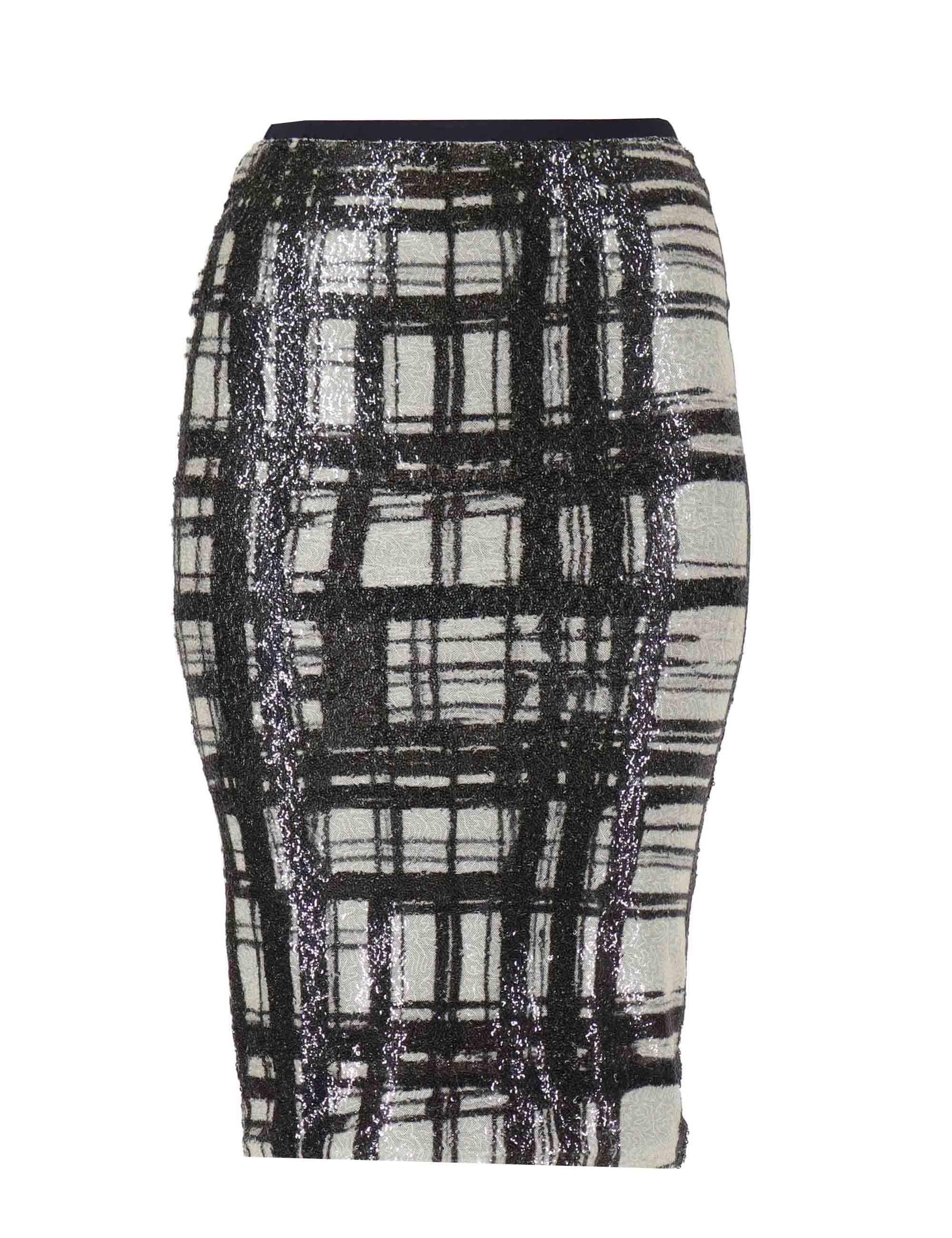 Gonne longuette donna effetto paillettes bianca e nera con elastico in vita OABGO0025-0516 9999 Justmine 