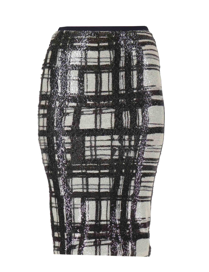 Gonne longuette donna effetto paillettes bianca e nera con elastico in vita OABGO0025-0516 9999 Justmine 