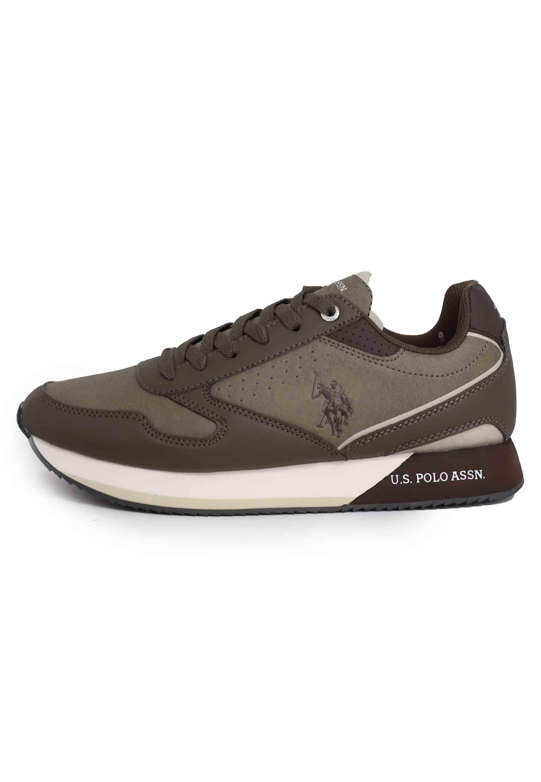 Sneakers uomo in eco pelle taupe NOBIL003F DBR U.S. Polo Assn. 