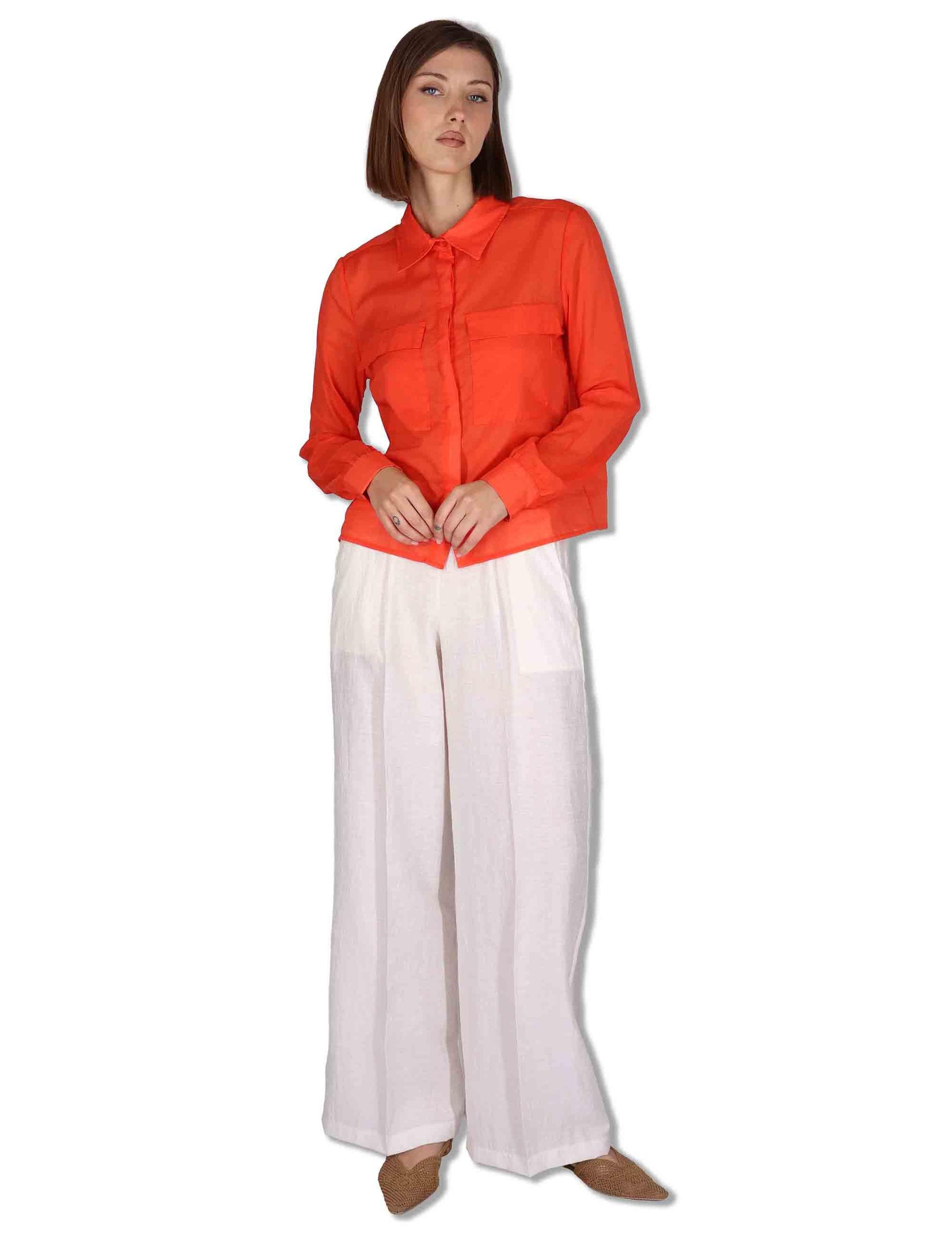 Camicie donna in puro cotone rosso con tasconi e maniche lunghe JABCM0001-F1493-1230 2206 Justmine 