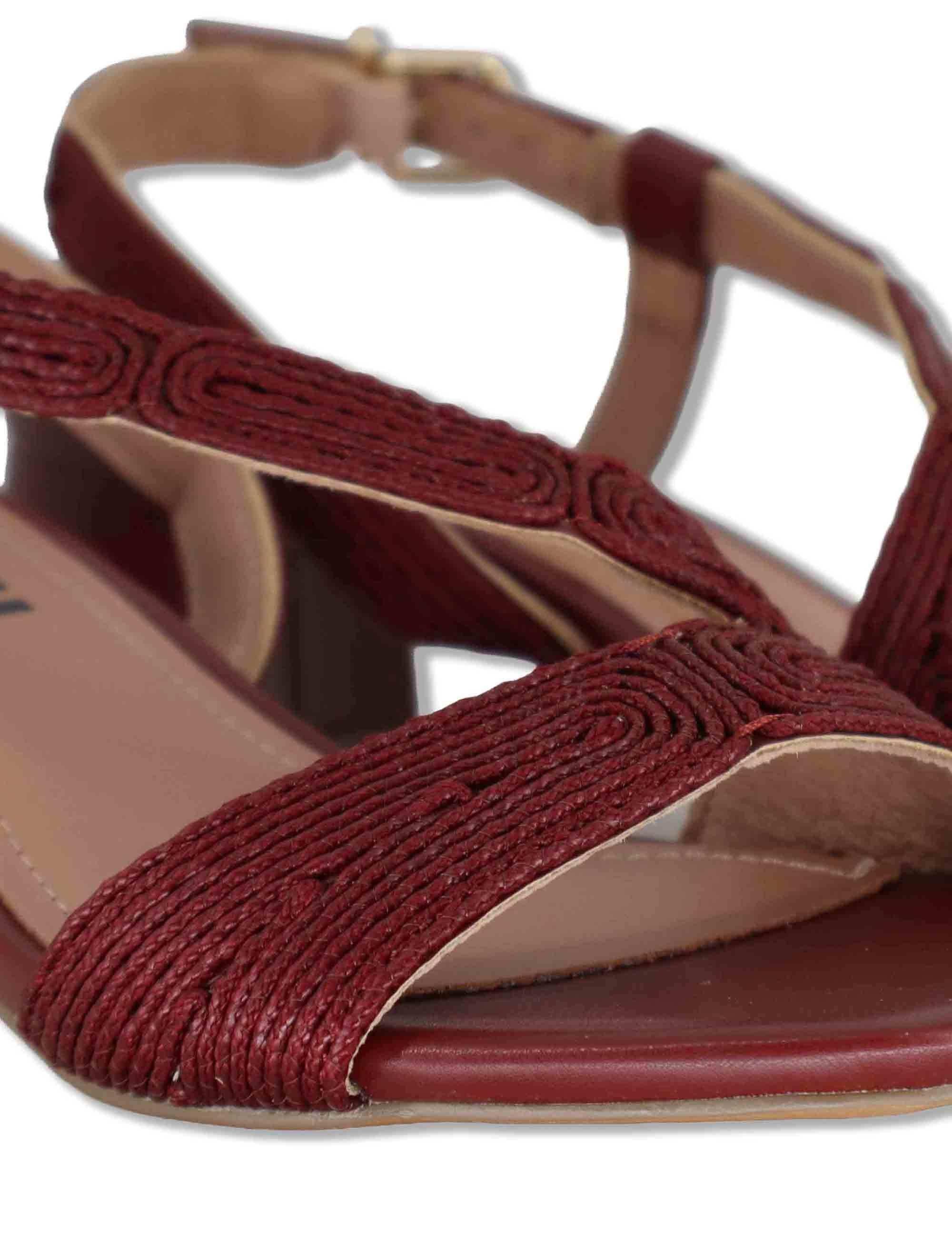 Sandali donna slingback in pelle e tessuto bordeaux con tacco medio Lipe 872Z94HG 40-BURGUND Bibi Lou 