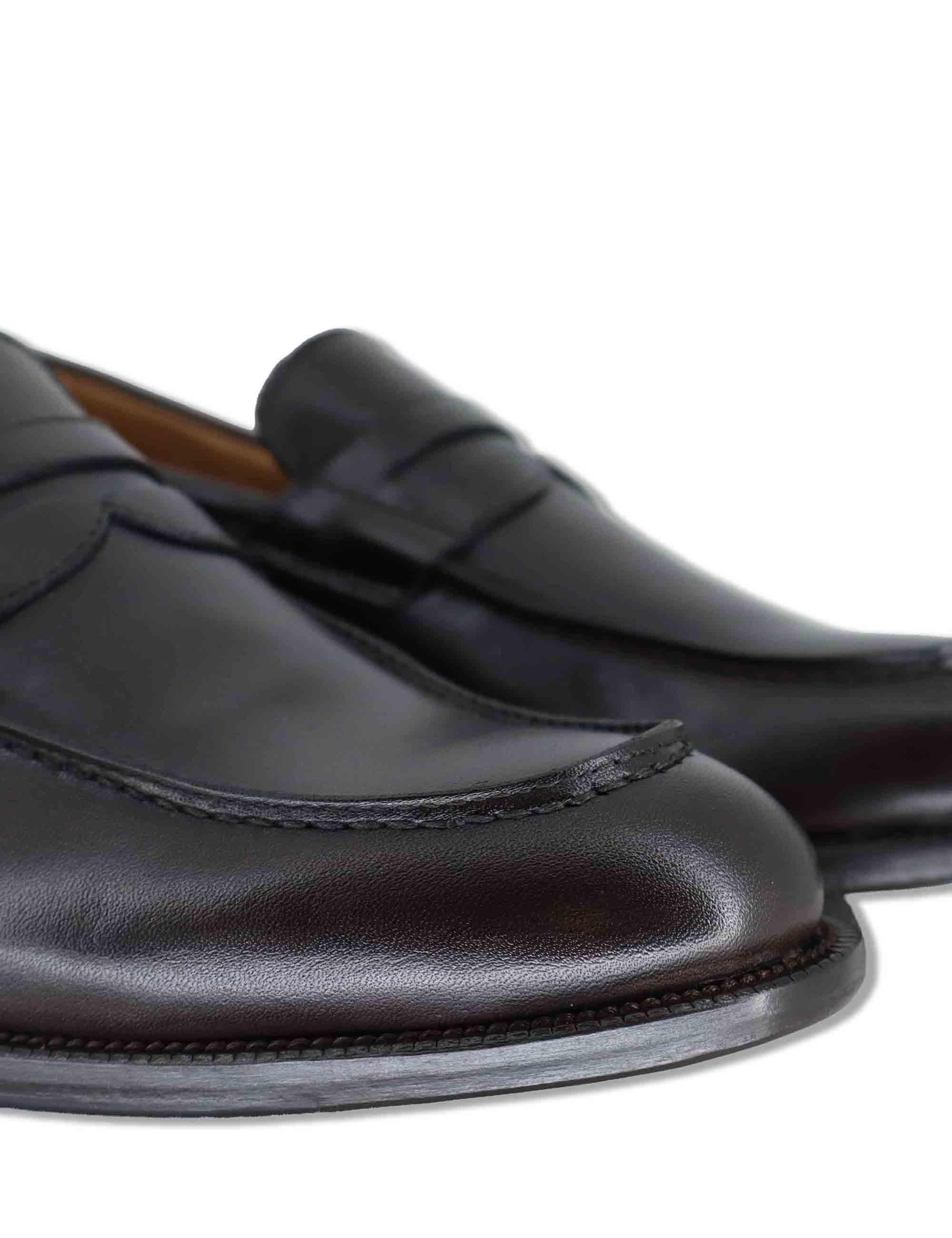 Mocassini uomo in pelle marrone con suola in cuoio cucita SPDU601 014 Spatarella 