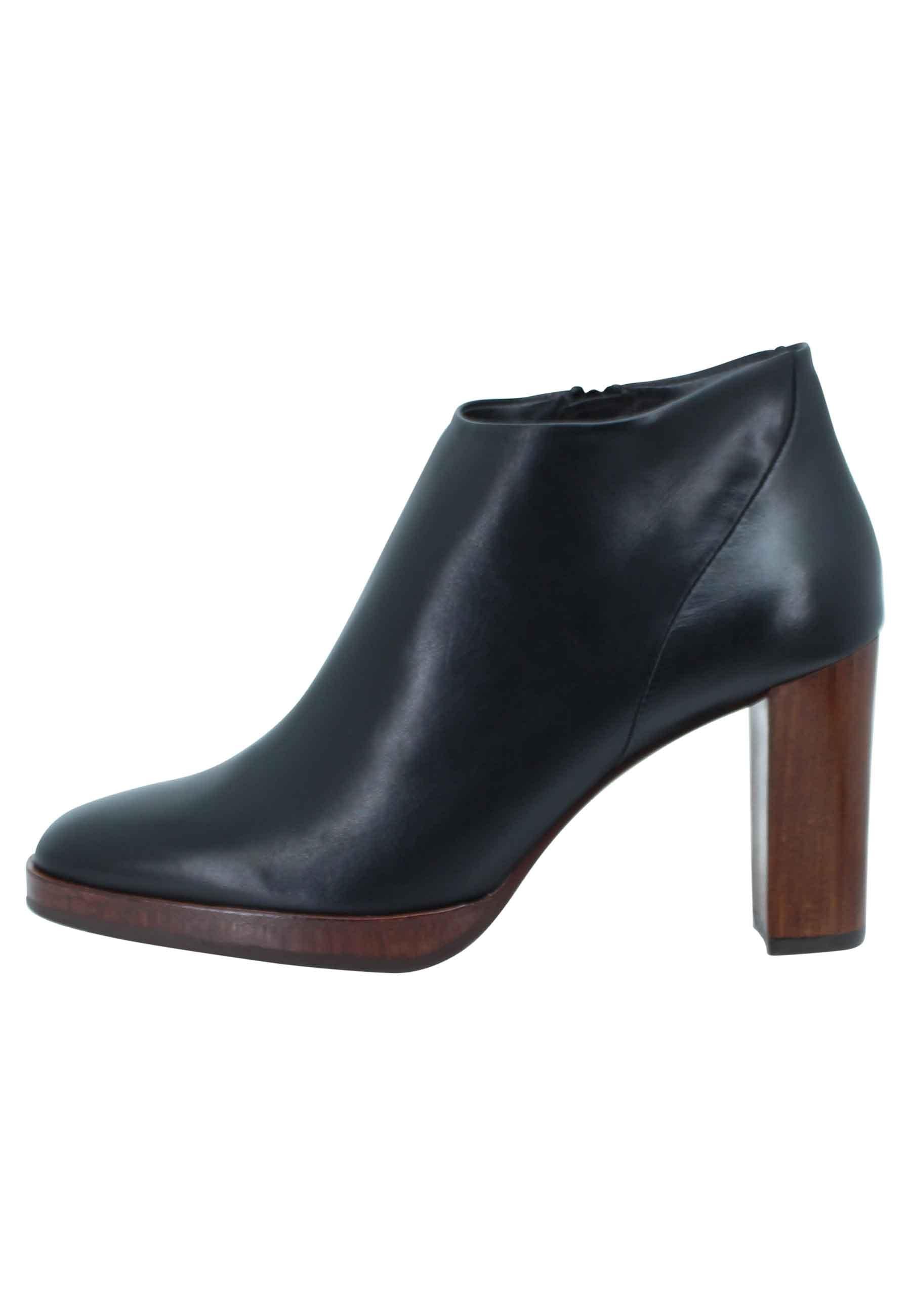 Stivaletti ankle boot donna in pelle nera tacco alto e plateau 2023 001 Zinda 