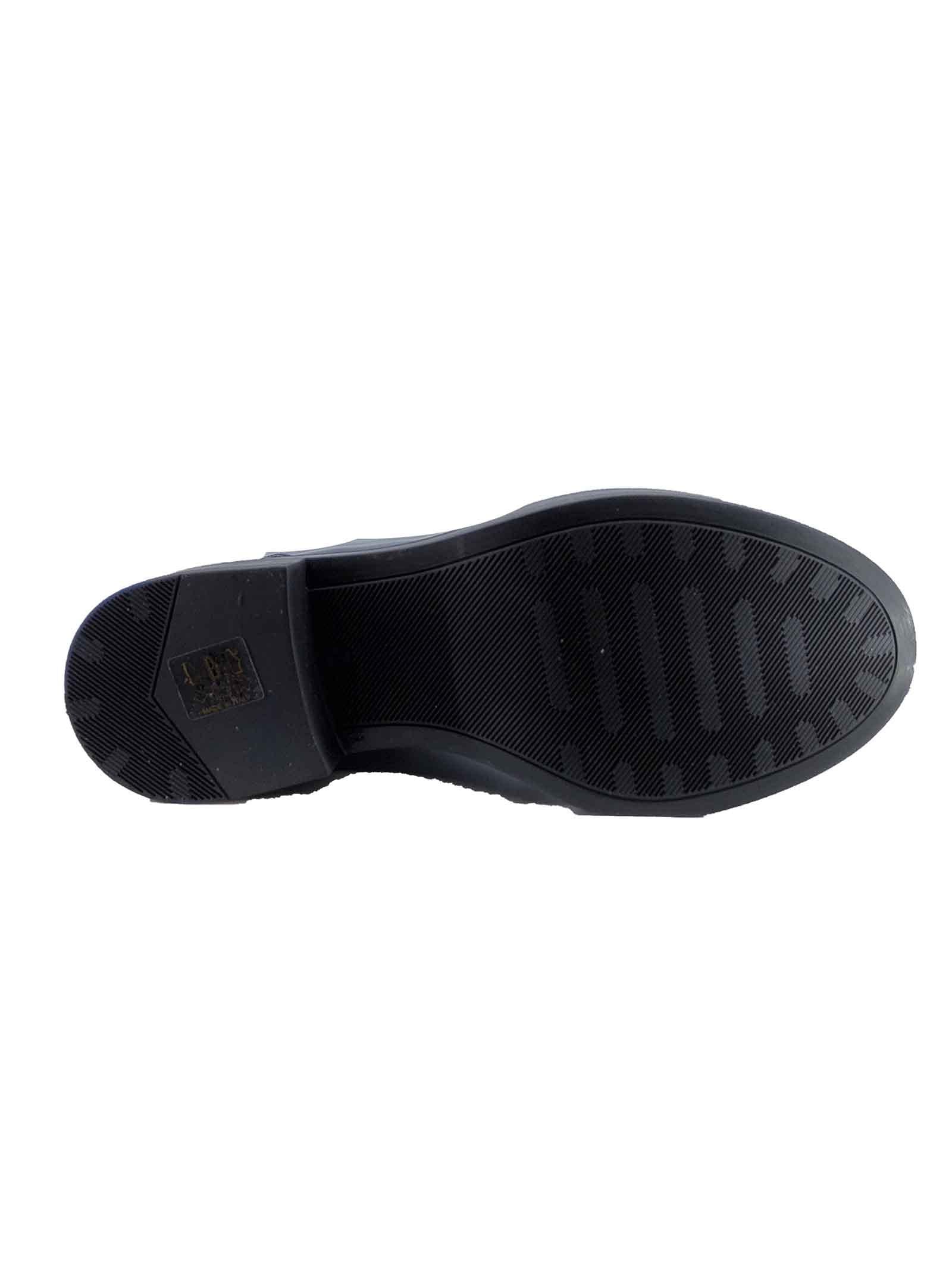 Calzature Donna Stivali Cavallerizza in Pelle Nera Lucida con Cinturino e Fondo in Gomma in Tinta 02150 001 Janet & Janet 