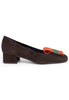 Women's decollete in brown suede with low heel