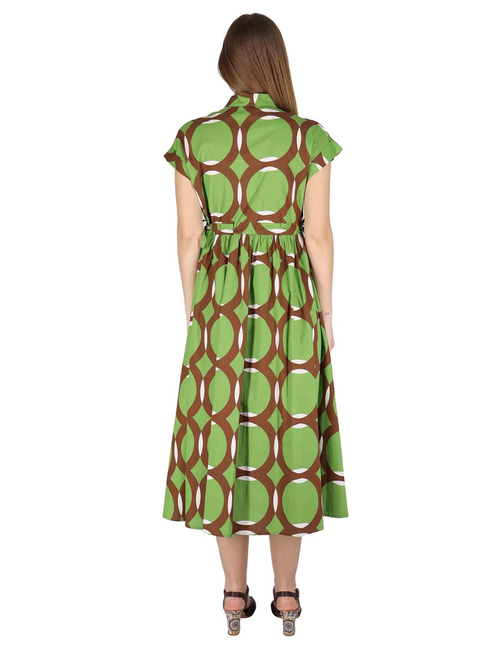 Abiti donna Crossover Midi Dress in cotone verde a fantasia JABAB0001-F1386-1243 7046 Justmine 