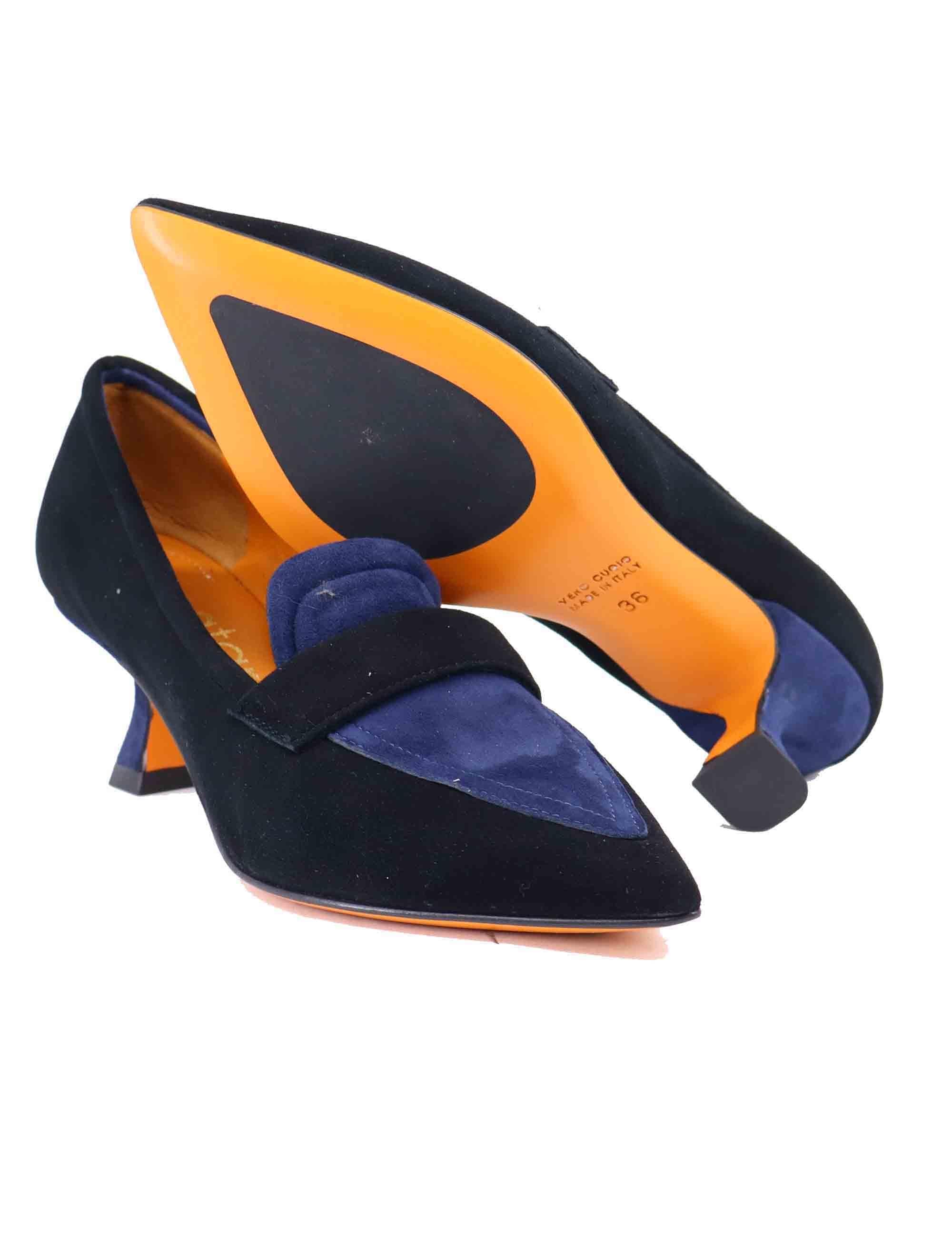 Mocassini donna in camoscio nero con punta a punta SP1077 001 Spatarella 