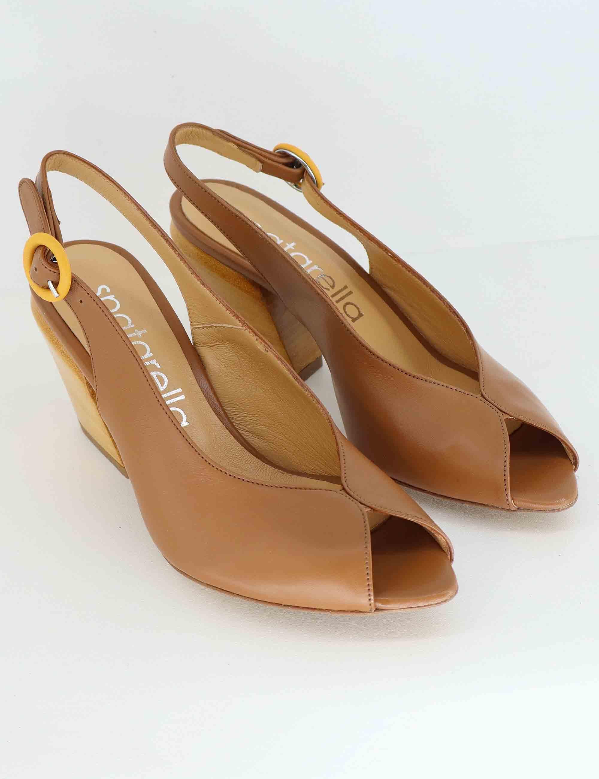 Slingback donna in pelle cuoio con tacco alto SP819 014 Spatarella 