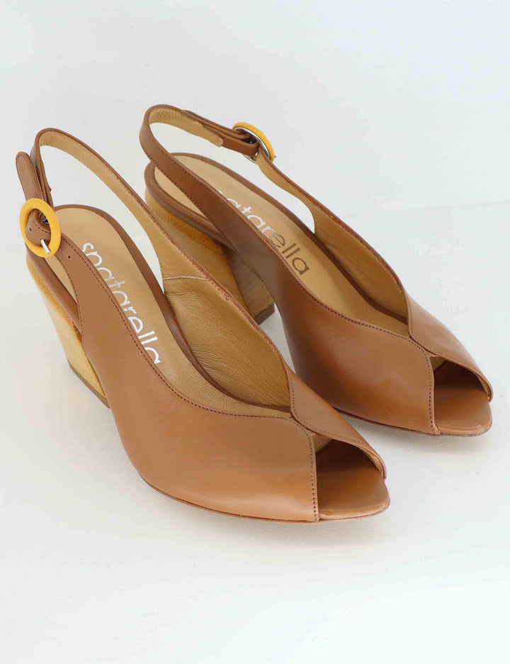 Slingback donna in pelle cuoio con tacco alto SP819 014 Spatarella 