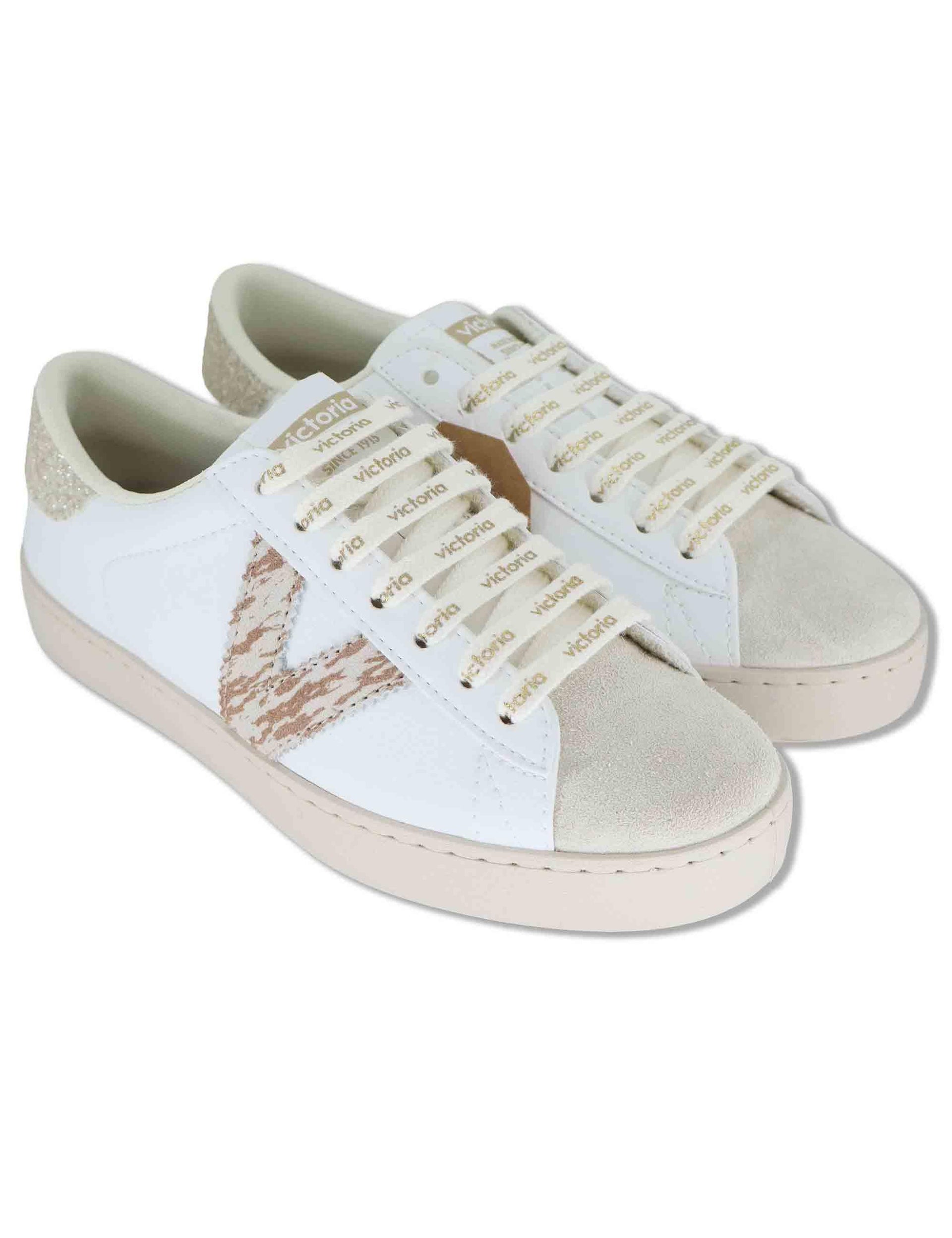 Sneakers donna Berlin in pelle bianca con logo in cavallino 1126238 594_Platino Victoria 