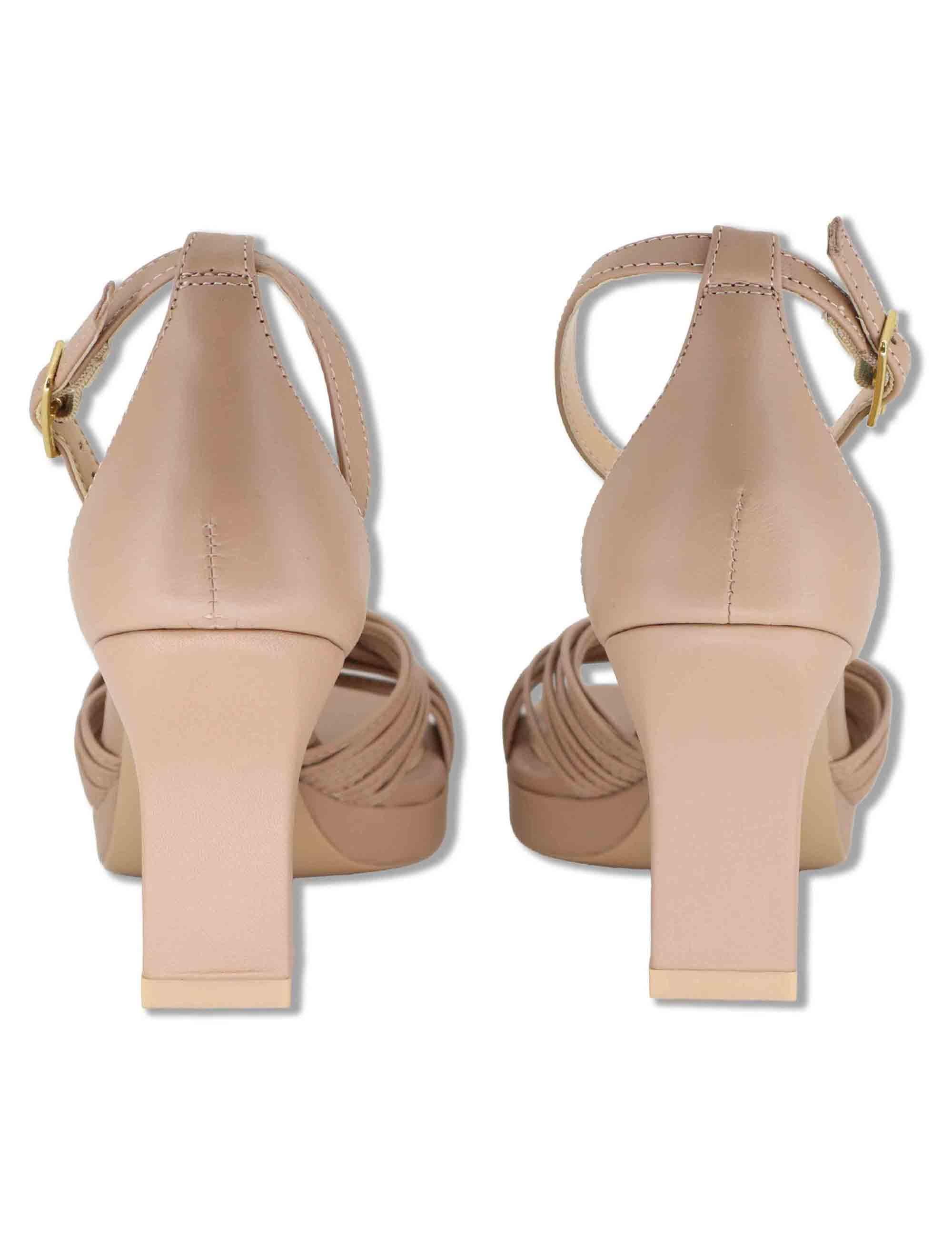 Sandali donna in pelle PRALINE con tacco alto e cinturino alla caviglia SELENA NTO PRALINE Unisa 