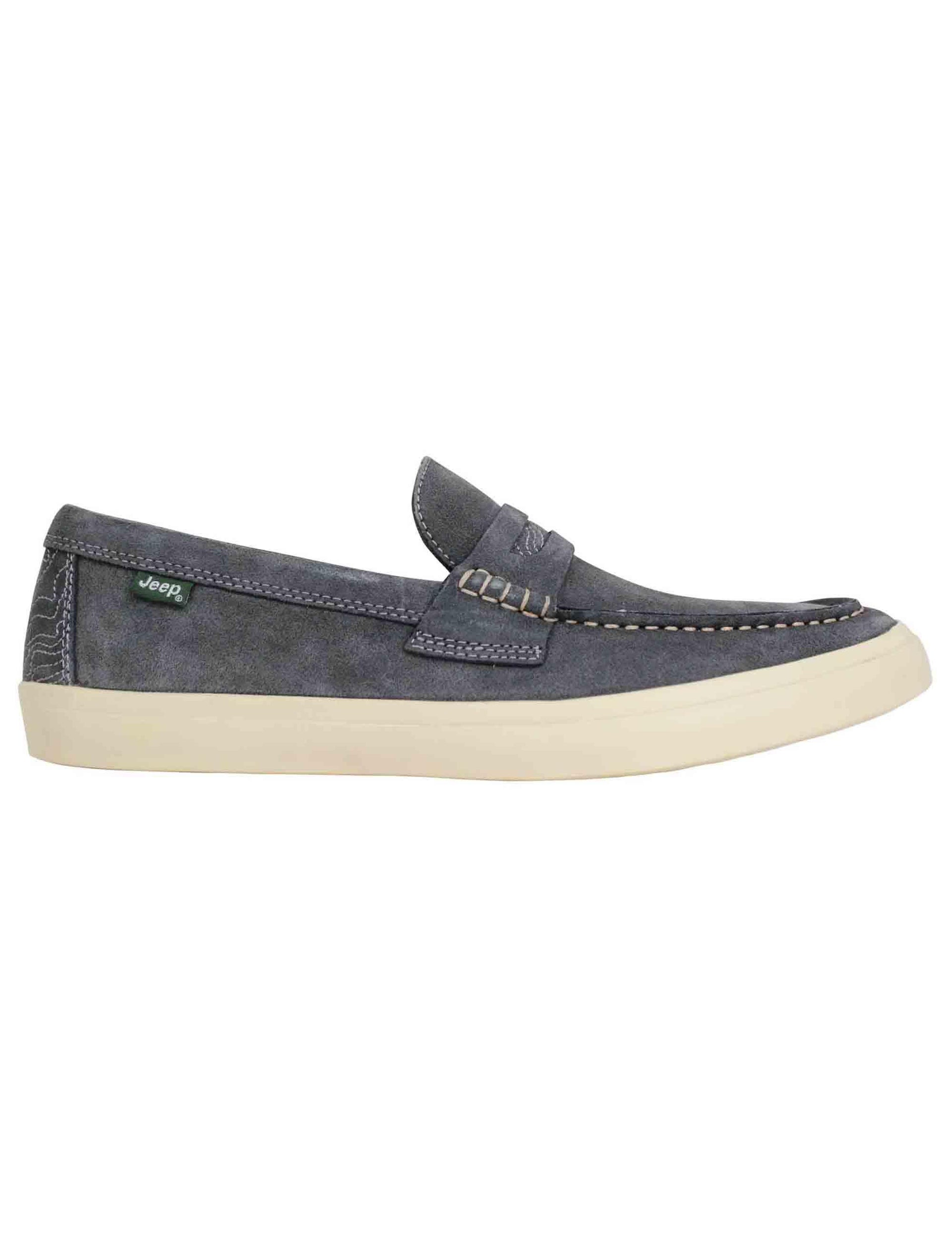 Mocassini uomo Moki Suede in camoscio grigio con suola in gomma bianca JM41111A 055 Jeep 