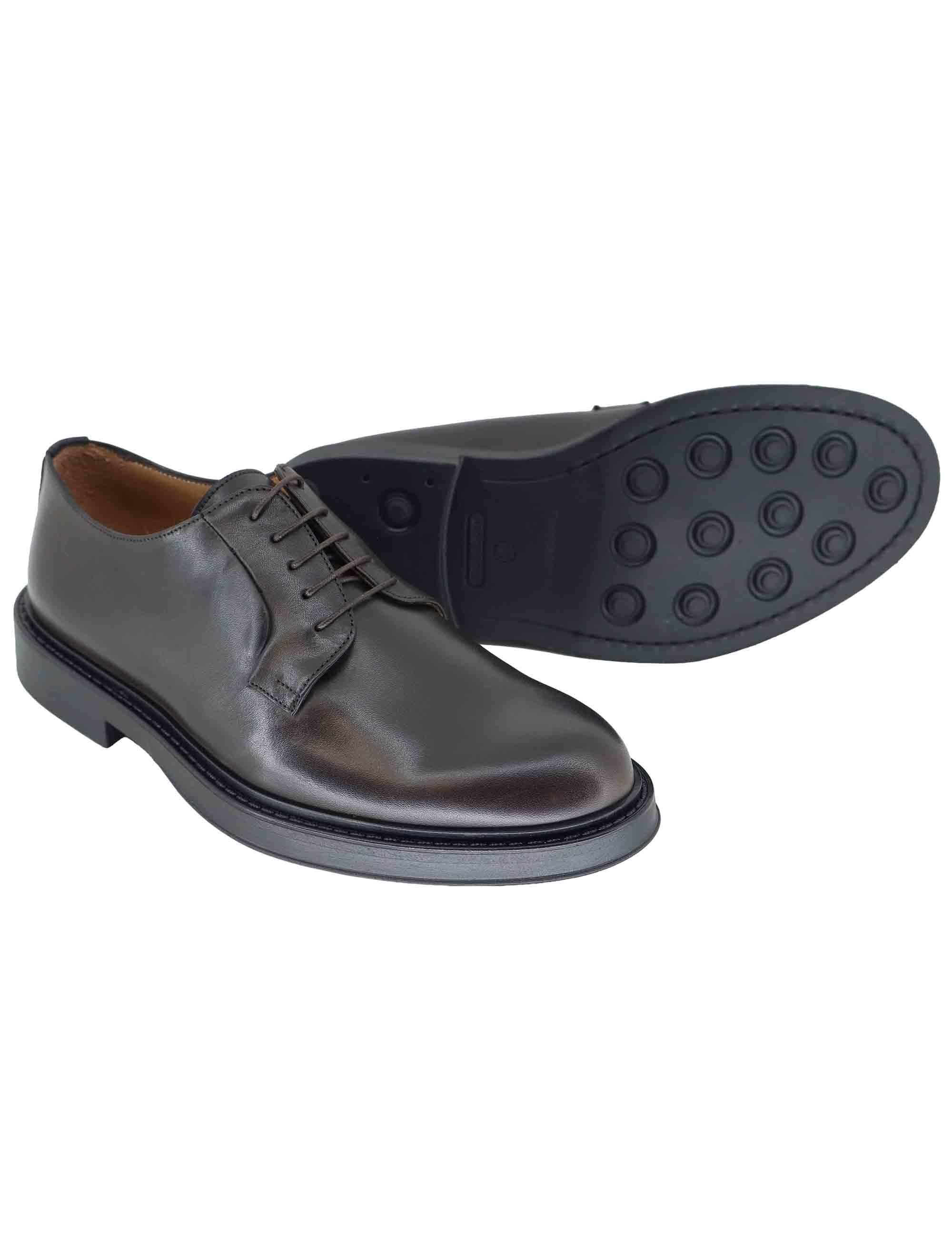 Stringate uomo in pelle marrone con suola in gomma SP044 014 Spatarella 