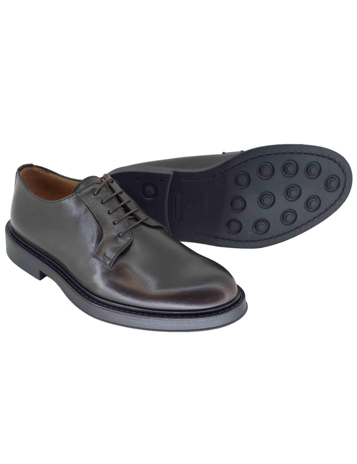 Stringate uomo in pelle marrone con suola in gomma SP044 014 Spatarella 