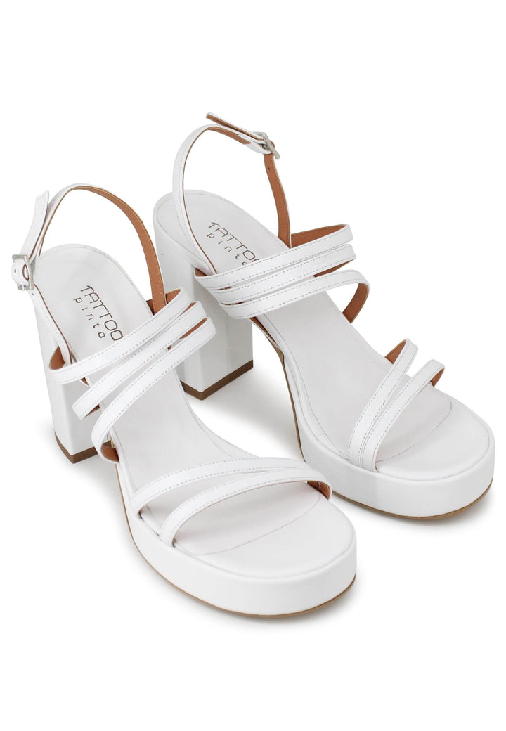 Sandali slingback donna in pelle bianca con tacco alto e plateau MERAK 2 100 Tattoo 