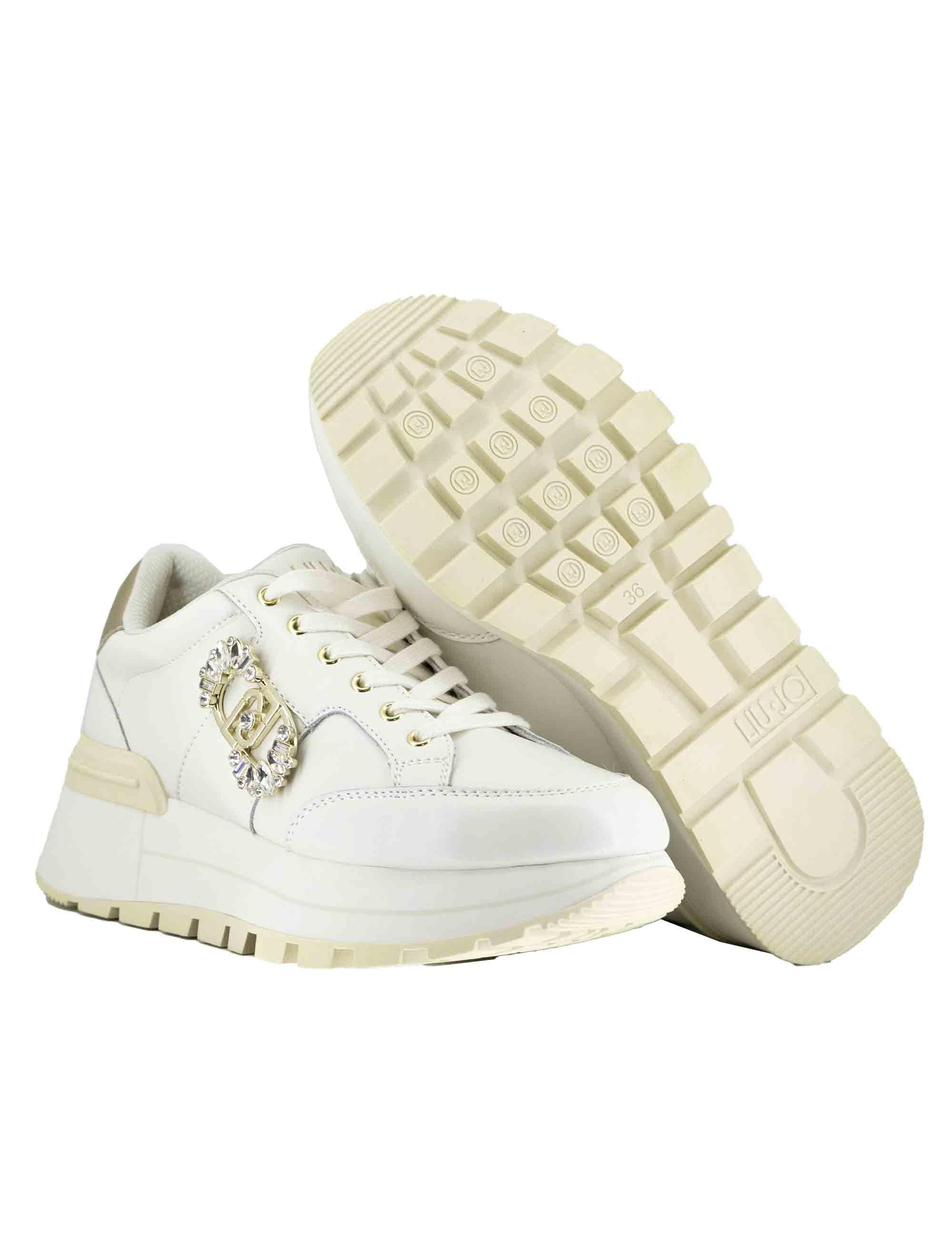 Sneakers donna Amazing 41 in pelle off white con suola in gomma alta BF5043PX026S1874 Off White Liu-Jo 