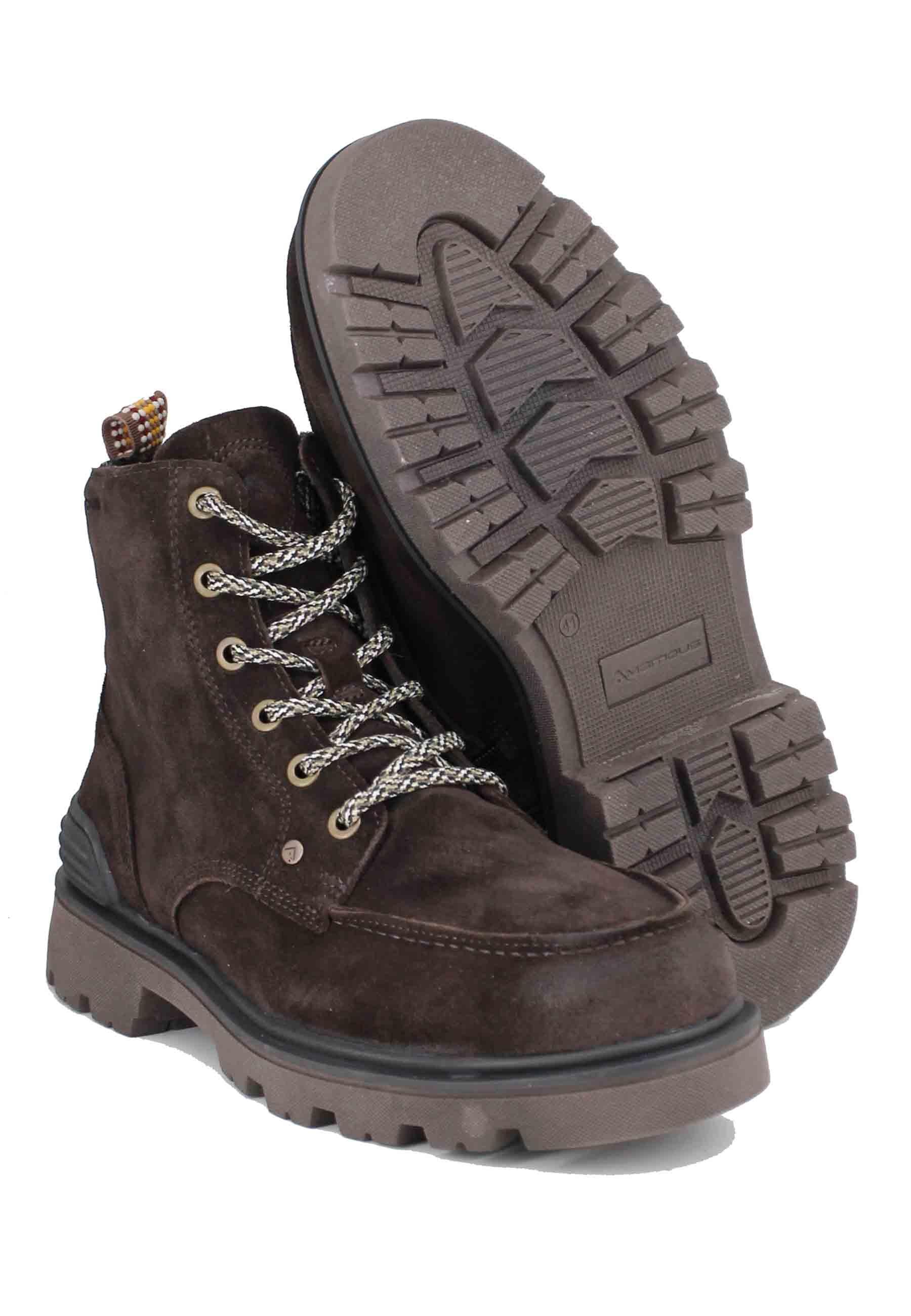 Stivaletti stringati uomo in camoscio marrone ingrassato 13130 014 Ambitious 