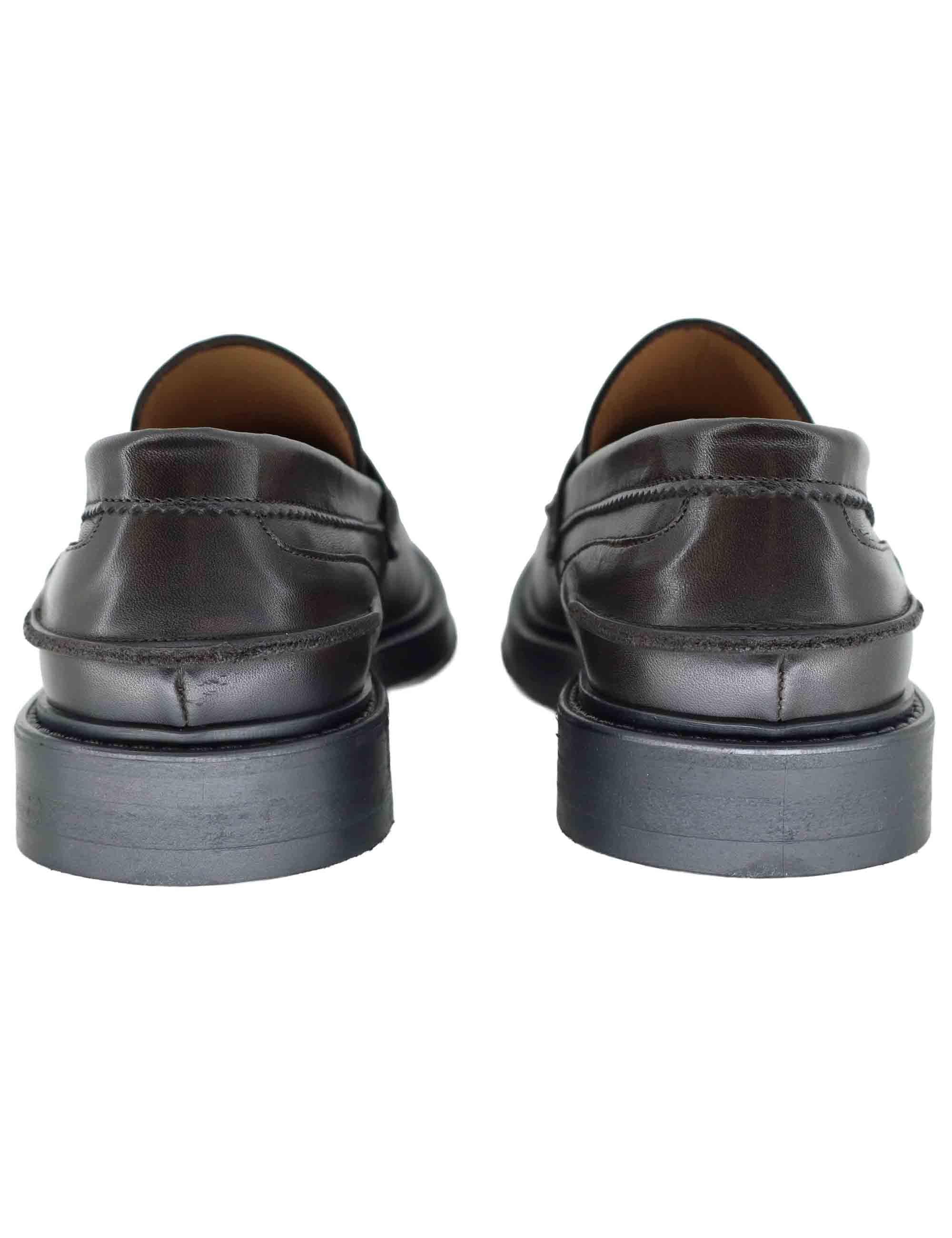 Mocassini uomo in pelle marrone con suola in gomma SP030 014 Spatarella 