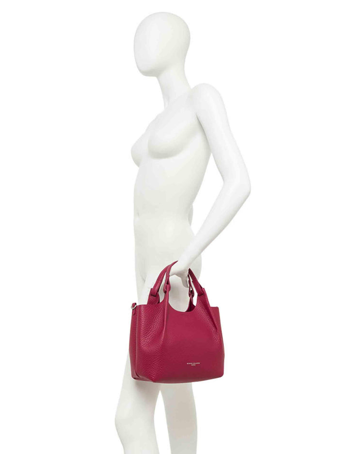 Borse donna Dua in pelle laminata rosa con doppi manici e tracolla BS9719 RNGDBL T.U. 14368 Gianni Chiarini 