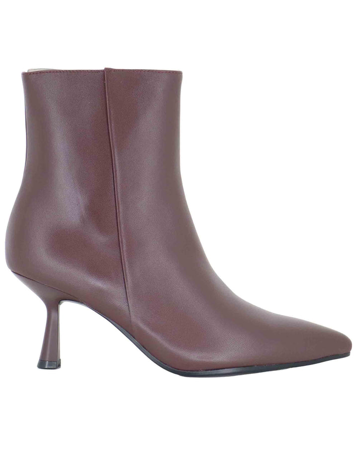 Stivaletti donna in pelle bordeaux con tacco alto e punta a punta 502T10VK 40 Bibi Lou 