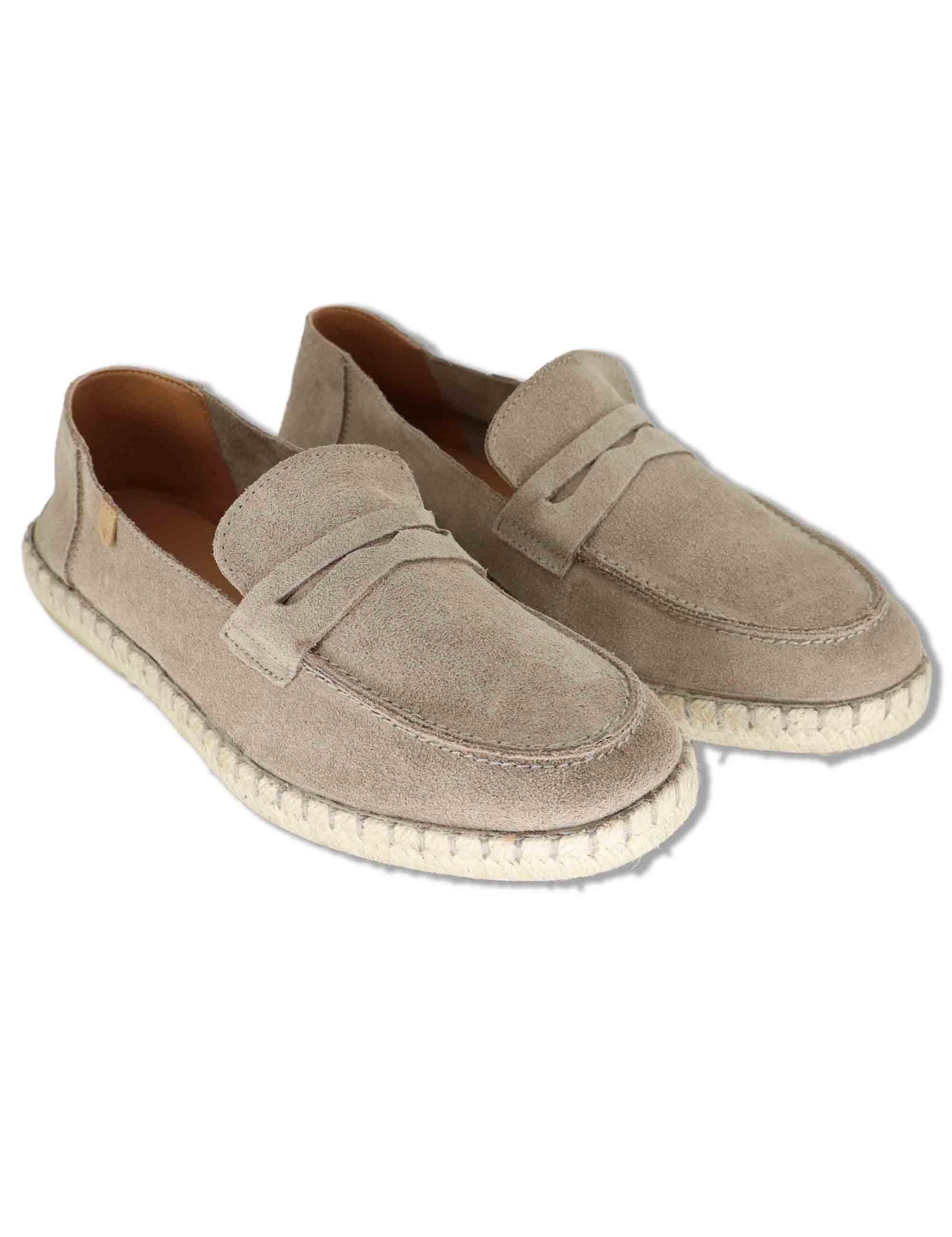Mocassini espadrillas uomo in camoscio taupe con suola in corda TRACK 028 Verbenas 