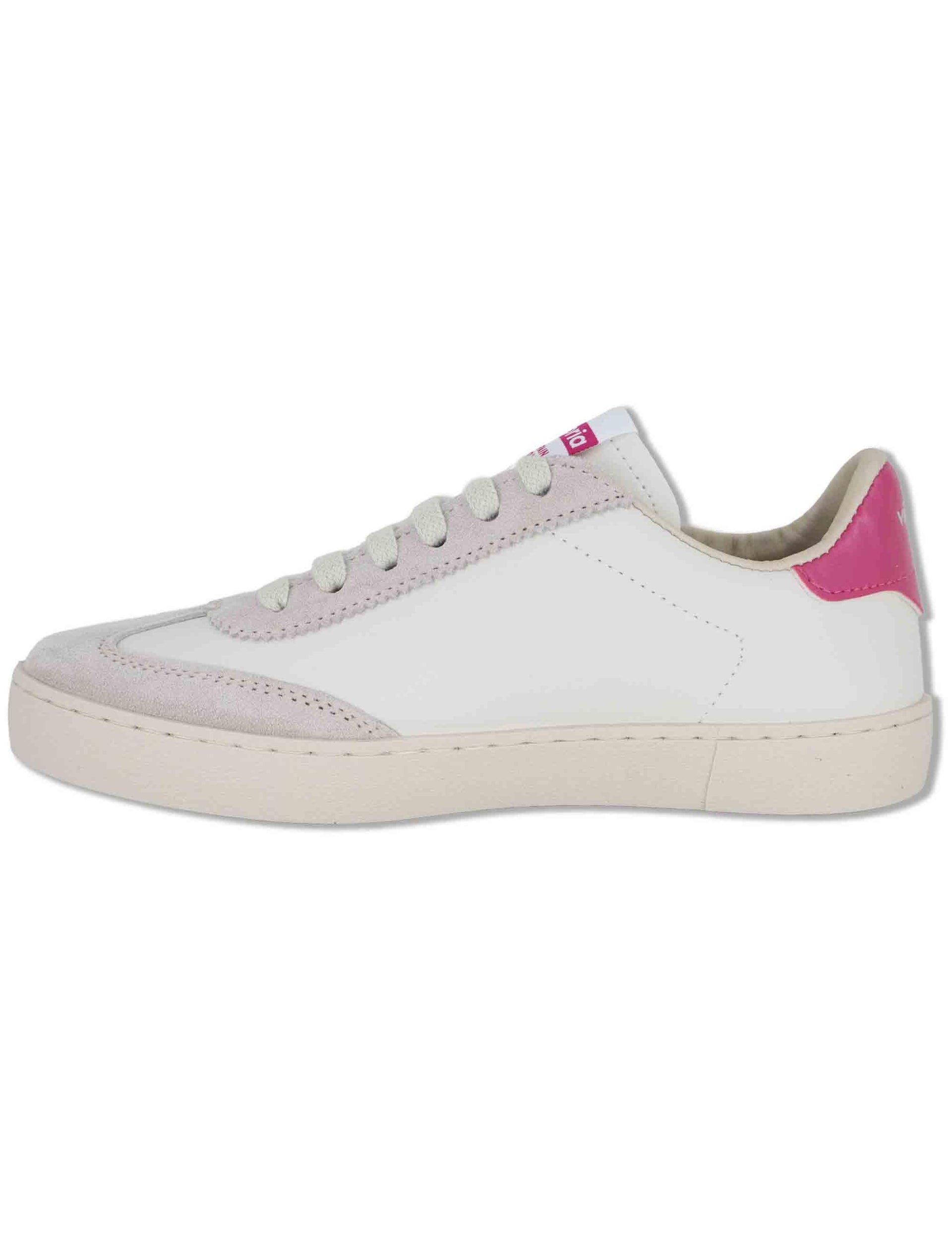 Sneakers donna Berlin in pelle bianca e fuxia 1126184 43_Fucsia Victoria 