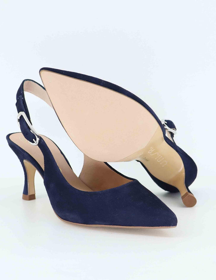 Decollete slingback donna in camoscio blu tacco alto LANZ KS_OCEAN Unisa 