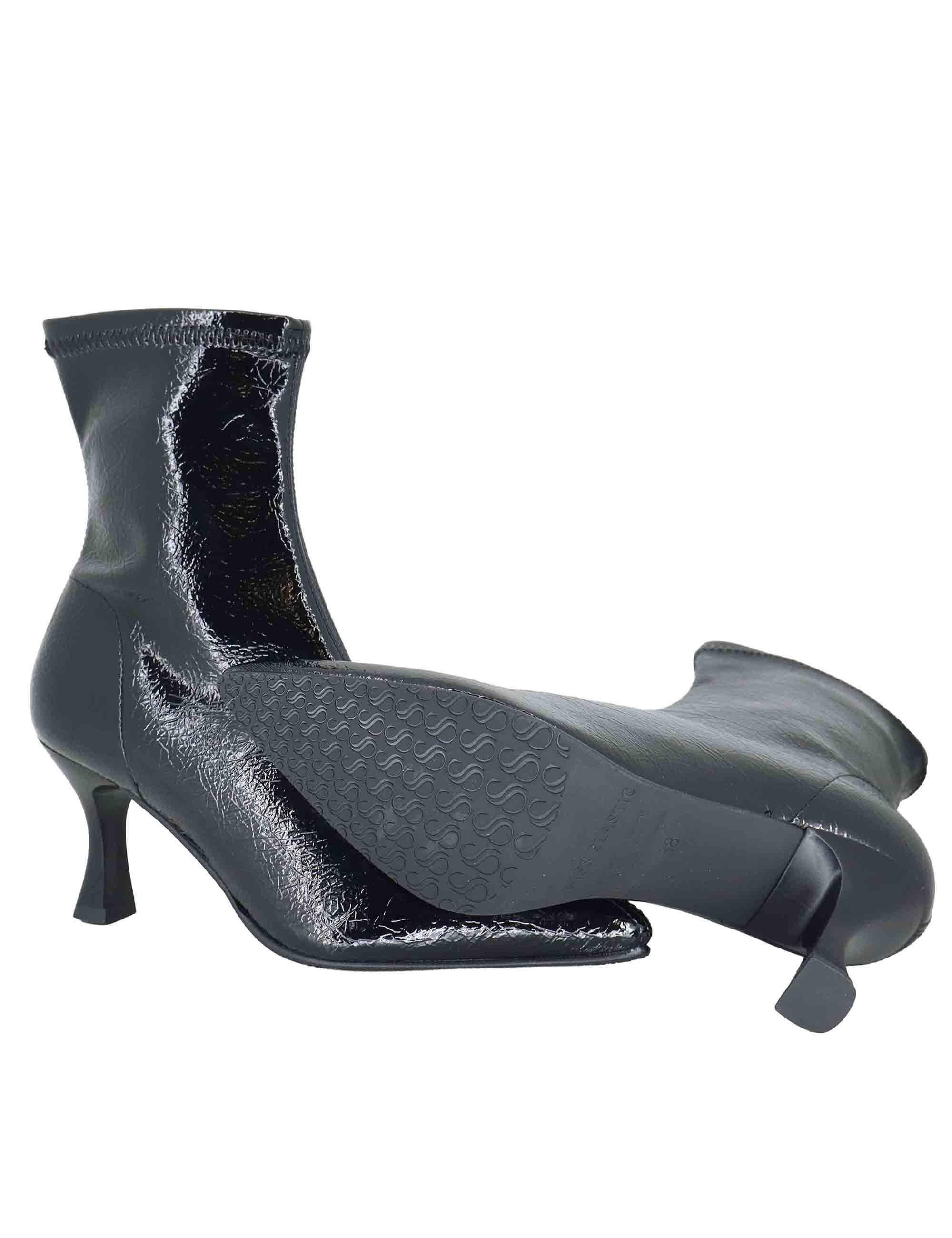 Stivaletti donna in tessuto elasticizzato nero con tacco alto e punta a punta 78042-56 05 Miss Elastic 