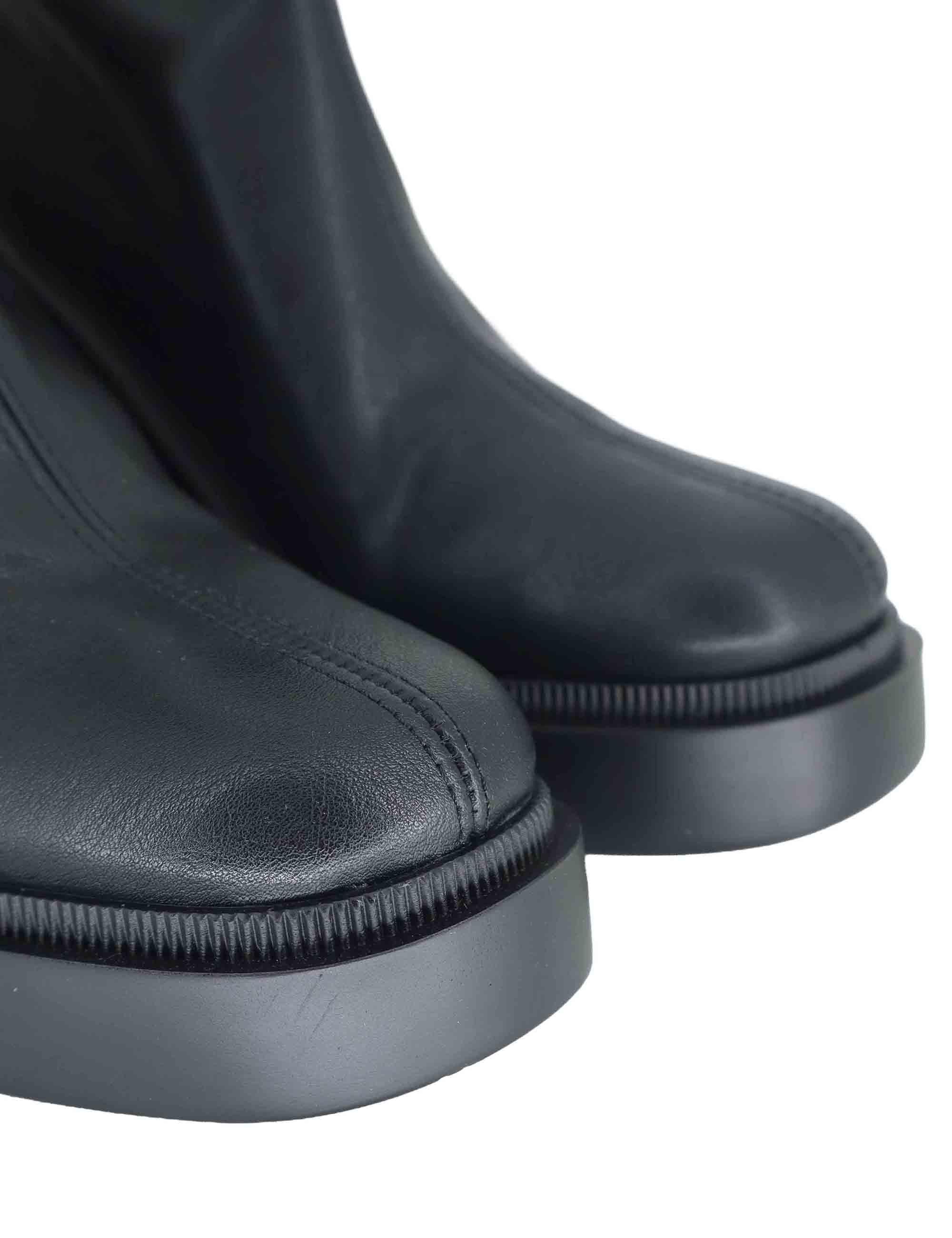 Stivaletti donna in tessuto elasticizzato nero e zeppa alta 78515-64 05 Miss Elastic 