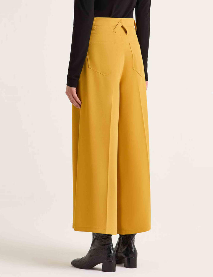 Pantaloni donna Sable in crepe senape con gamba larga JH804050166 70013 Maliparmi 