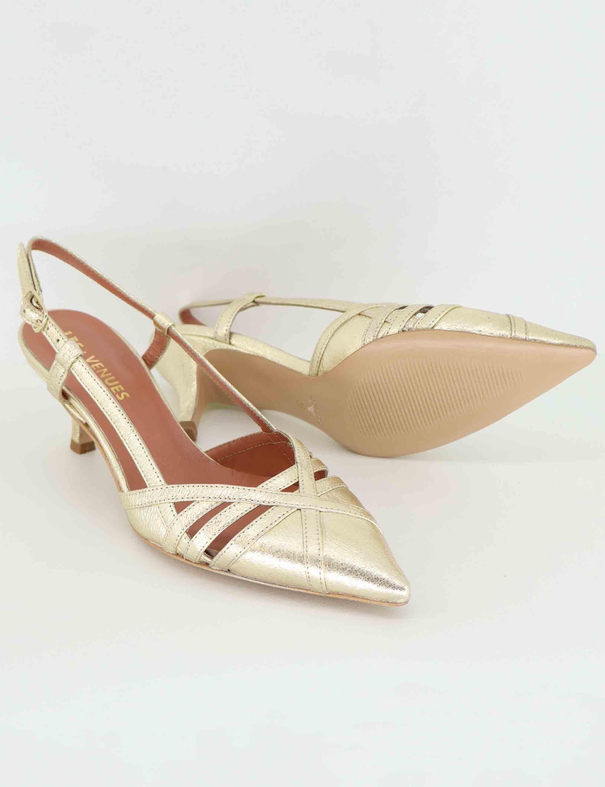 Slingback donna in pelle platino 8820R 077 Les Venues 