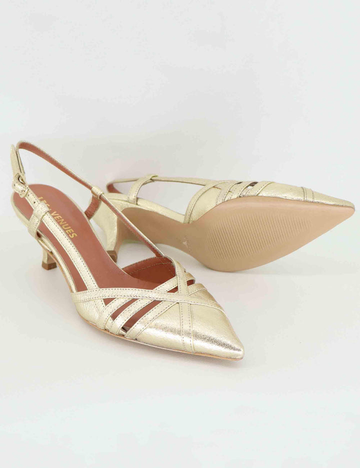 Slingback donna in pelle platino 8820R 077 Les Venues 