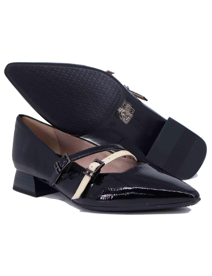 Decollete donna in pelle nera tacco basso BHI243567 C003 Hispanitas 