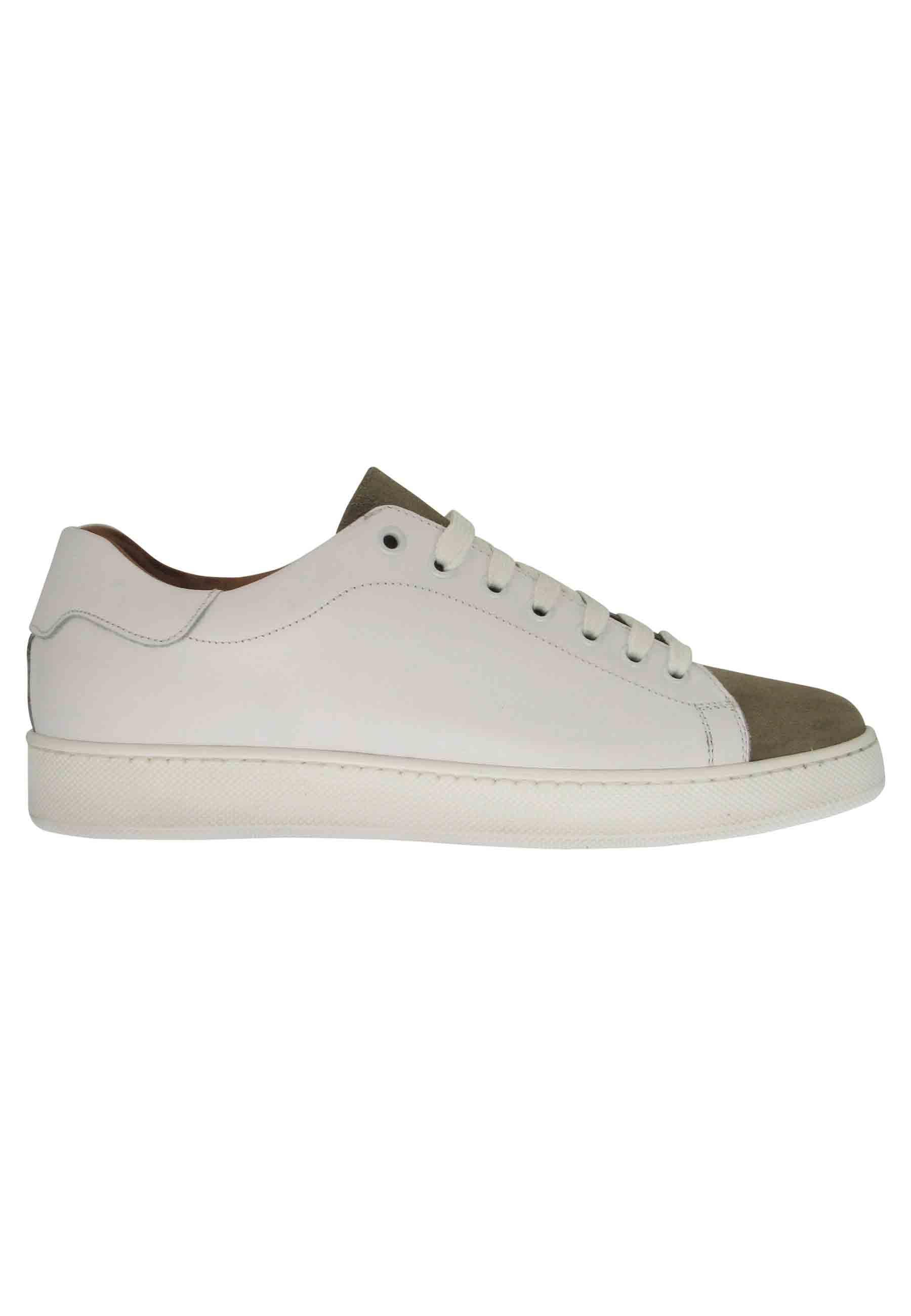 Sneakers uomo in pelle off white con fondo in gomma 2011 011 Spatarella 