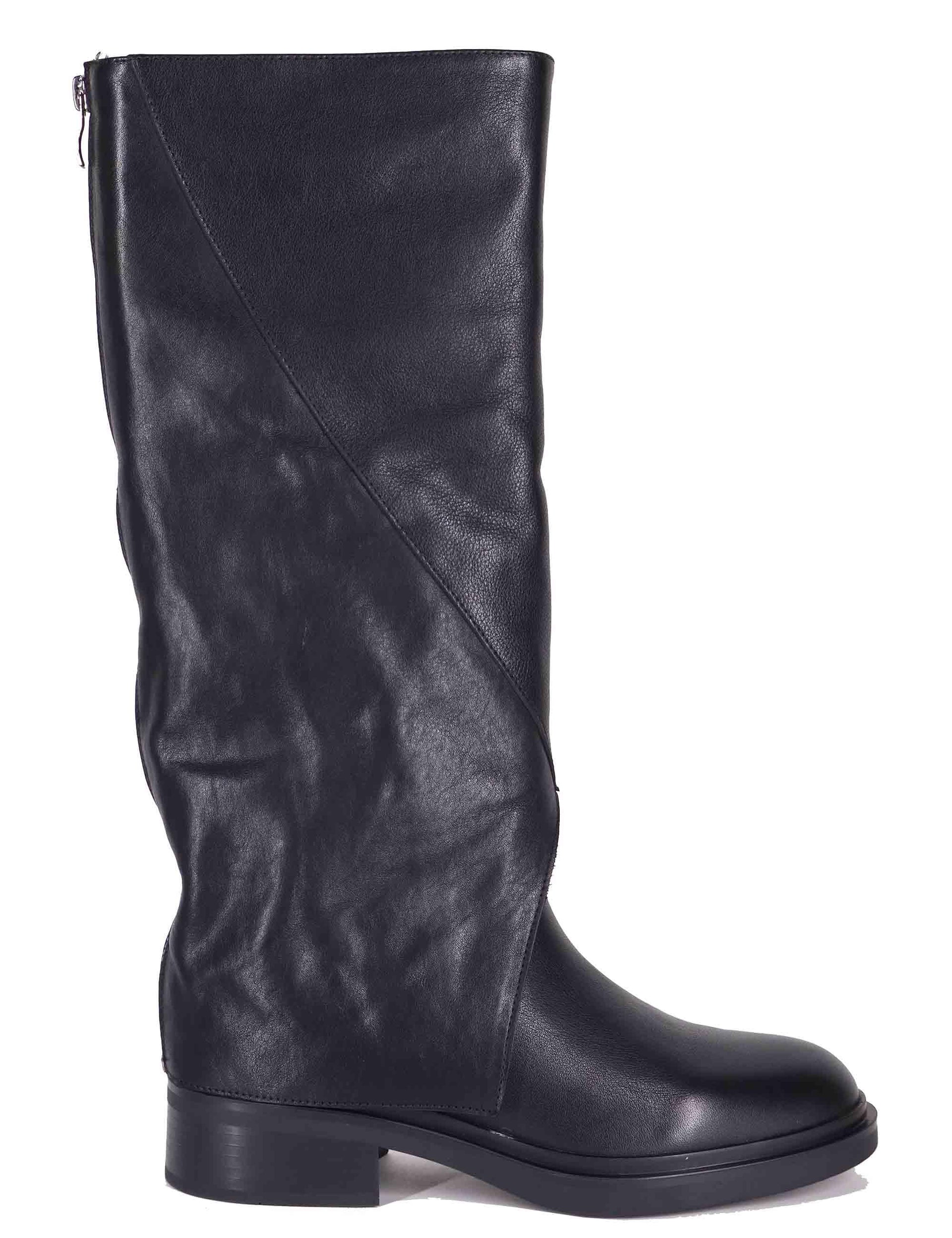 Stivali donna in pelle nera con risvolto BI5504N 001 Bruno Premi 