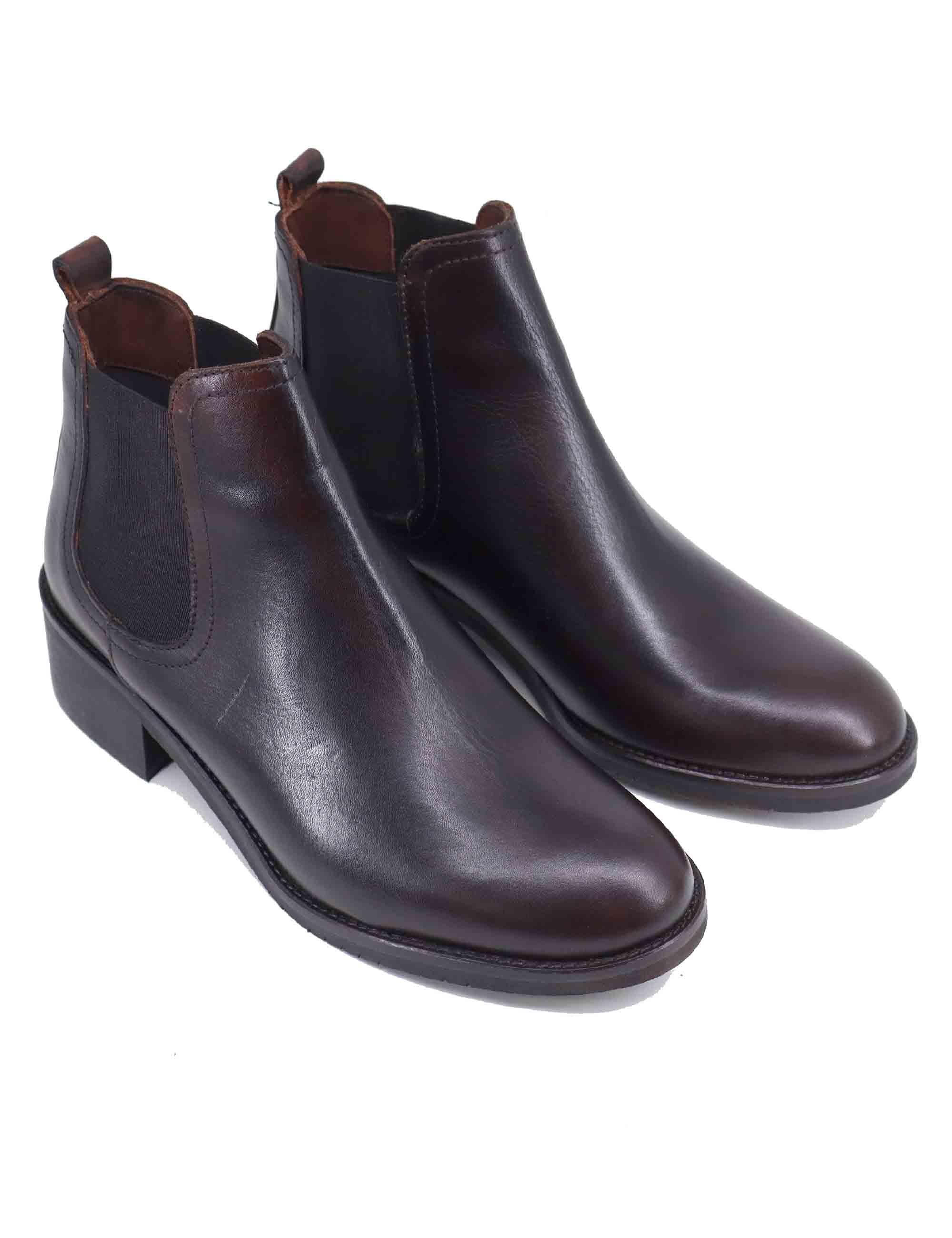 Stivaletti chelsea boot donna in pelle testa di moro tacco basso SPTRPR1001 014 Spatarella 