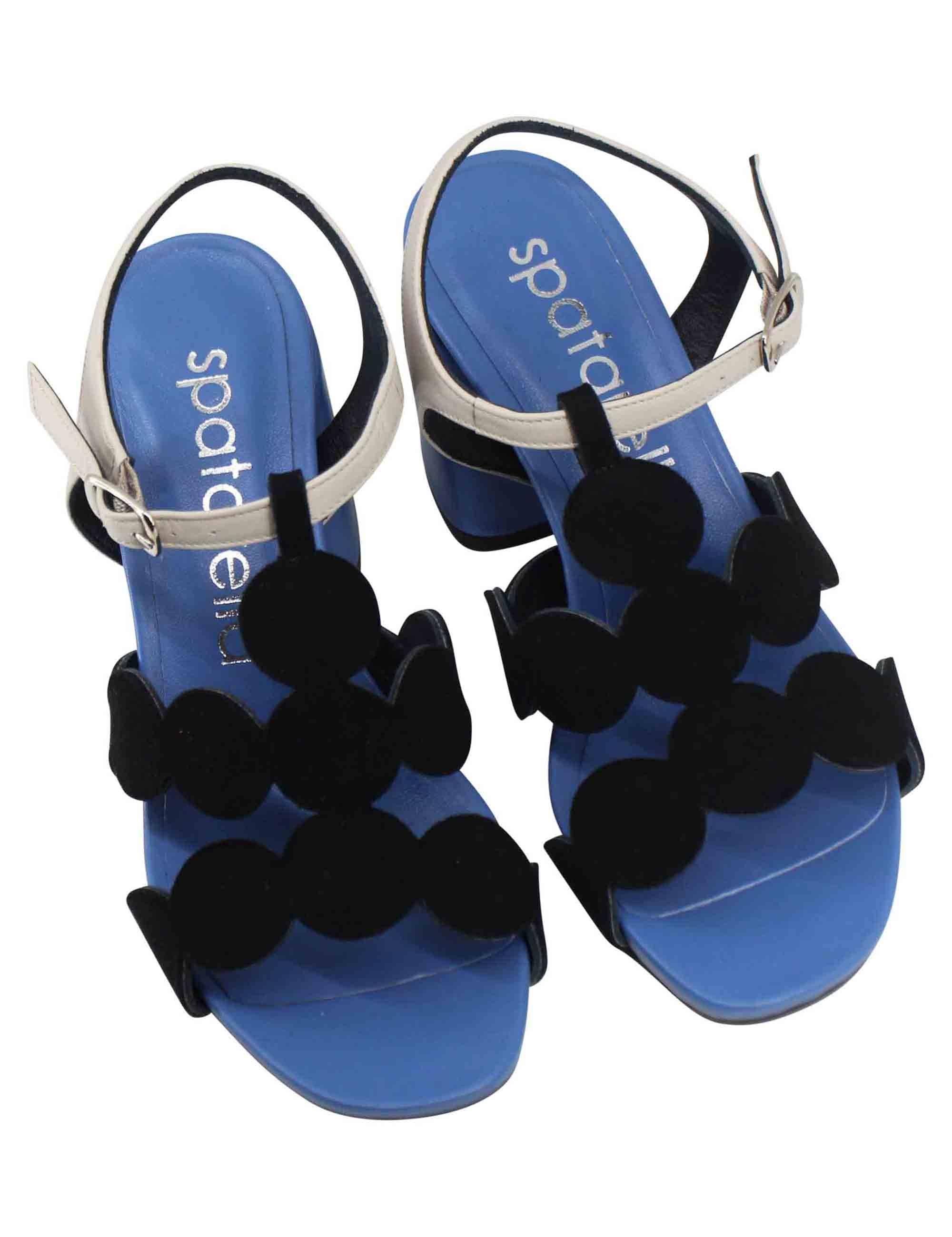 Sandali slingback donna in camoscio nero con tacco alto SP911 700 Spatarella 