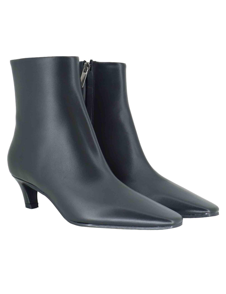 Stivaletti donna in pelle nera con tacco medio e zip laterale R2911 001 Bianca Di 