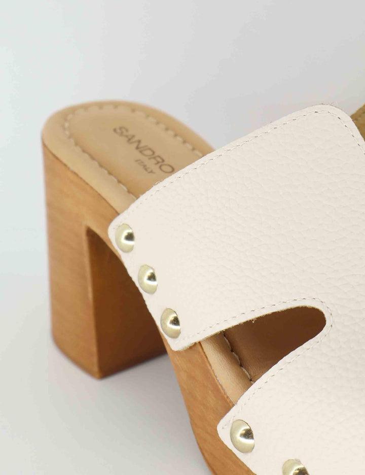 Sandali donna in pelle bianca con tacco in legno SR8484 100 Sandro Rosi 