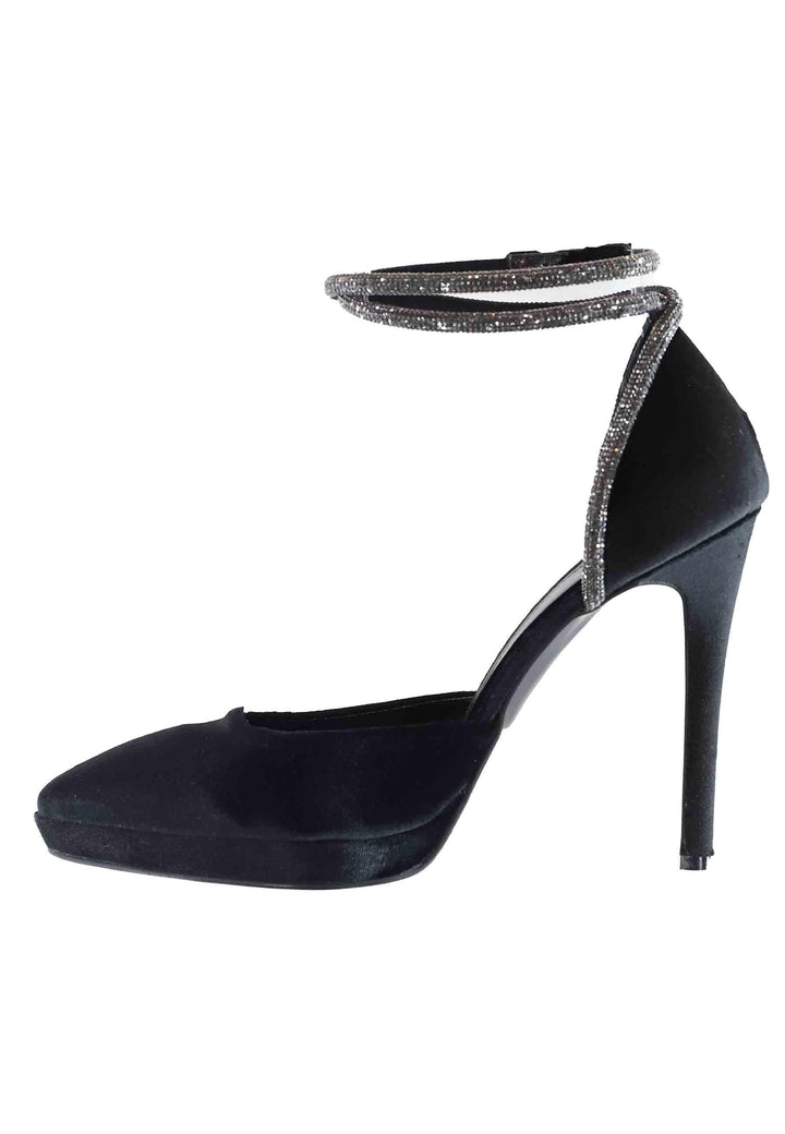 Decollete donna in velluto nero con cinturino in strass e tacco alto 949 001 Tsakiris Mallas 