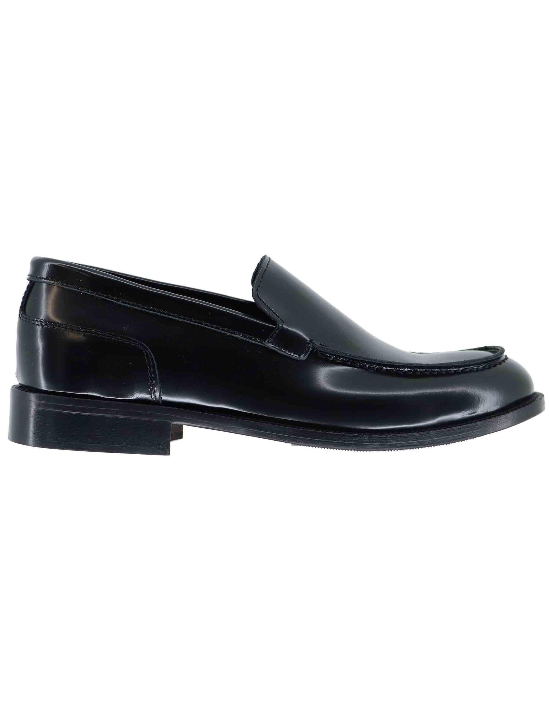 Mocassini uomo in pelle nera con patta liscia SPDU6013 001 Spatarella 