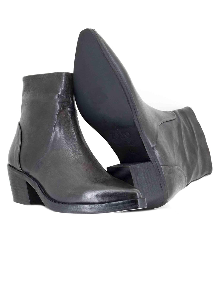 Stivaletti texani donna in pelle grigia con tacco medio 252-21-15-TA DARK GRAY ZOLFO 