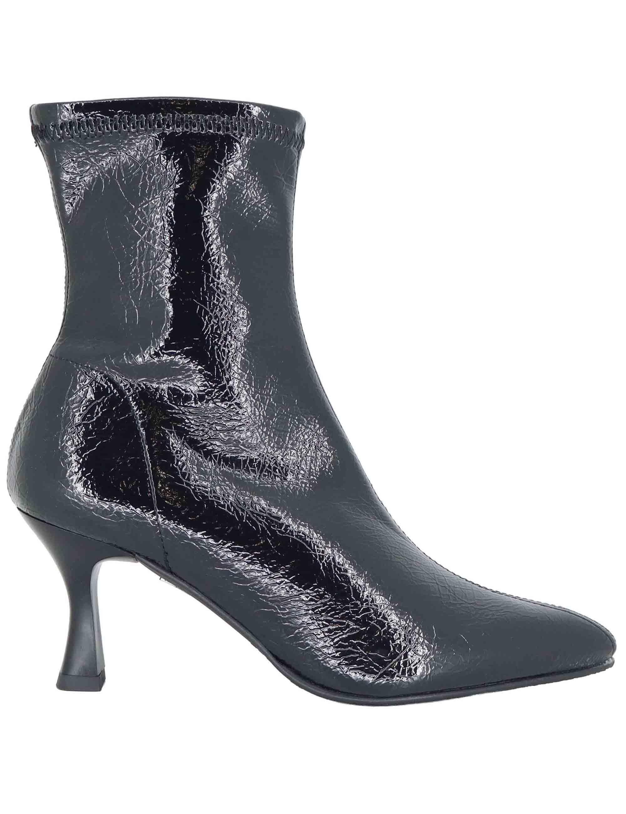 Stivaletti donna in tessuto elasticizzato nero con tacco alto e punta a punta 78042-56 05 Miss Elastic 