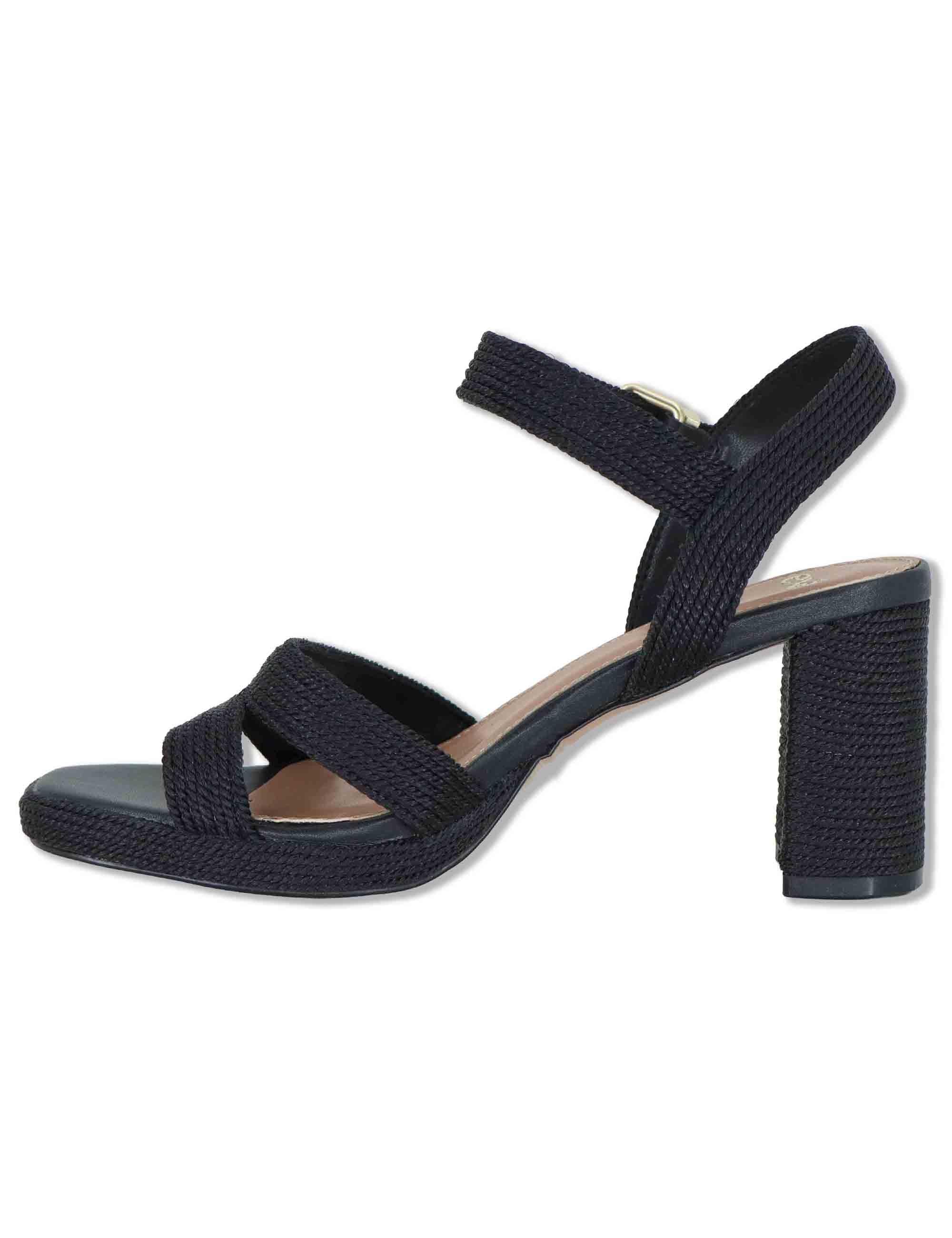 Sandali donna in rafia nera con tacco alto e cinturino alla caviglia LUISA-777 993-01 Exe 